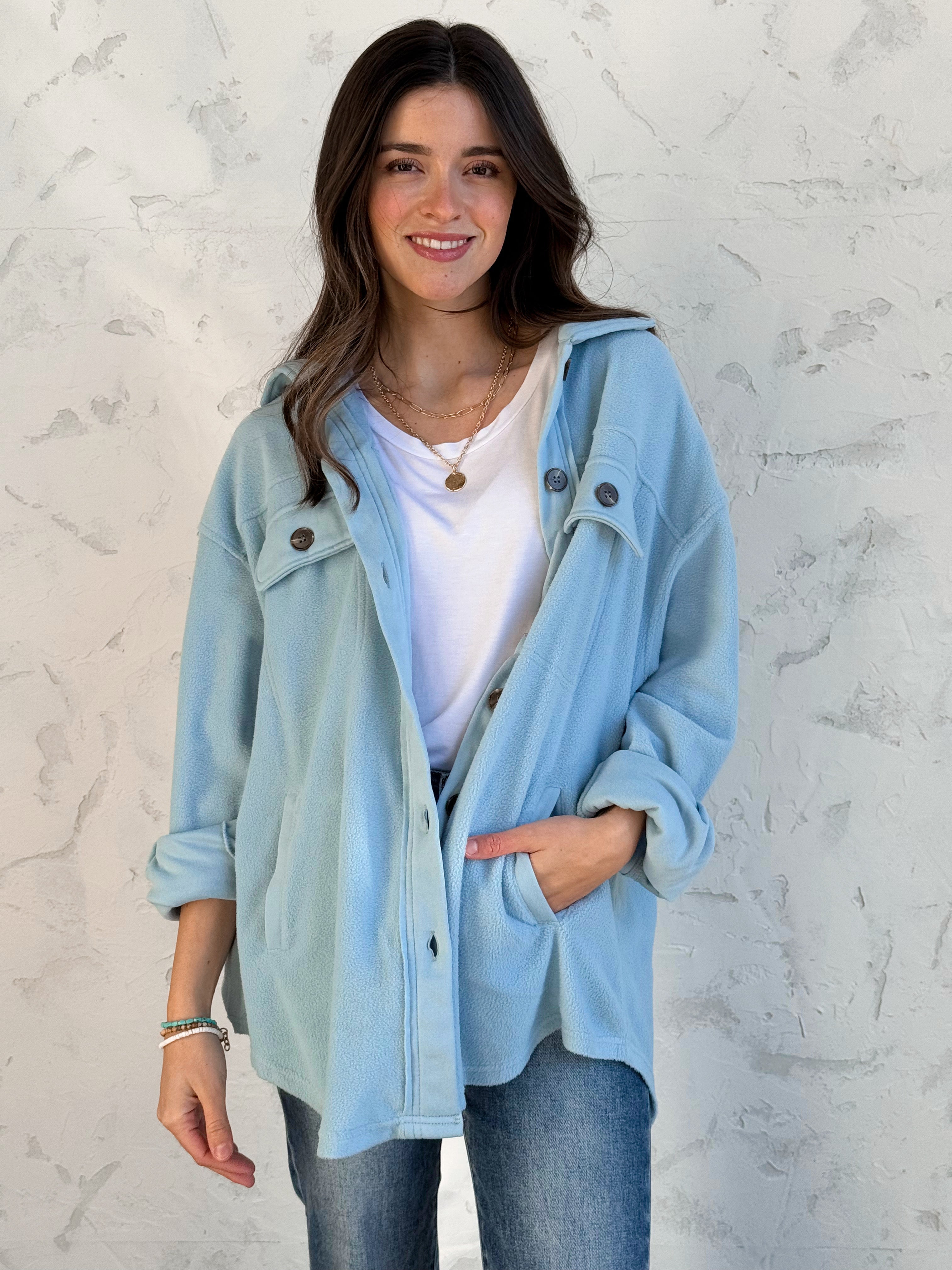 Forever Shacket - BABY BLUE - willows clothing JACKET