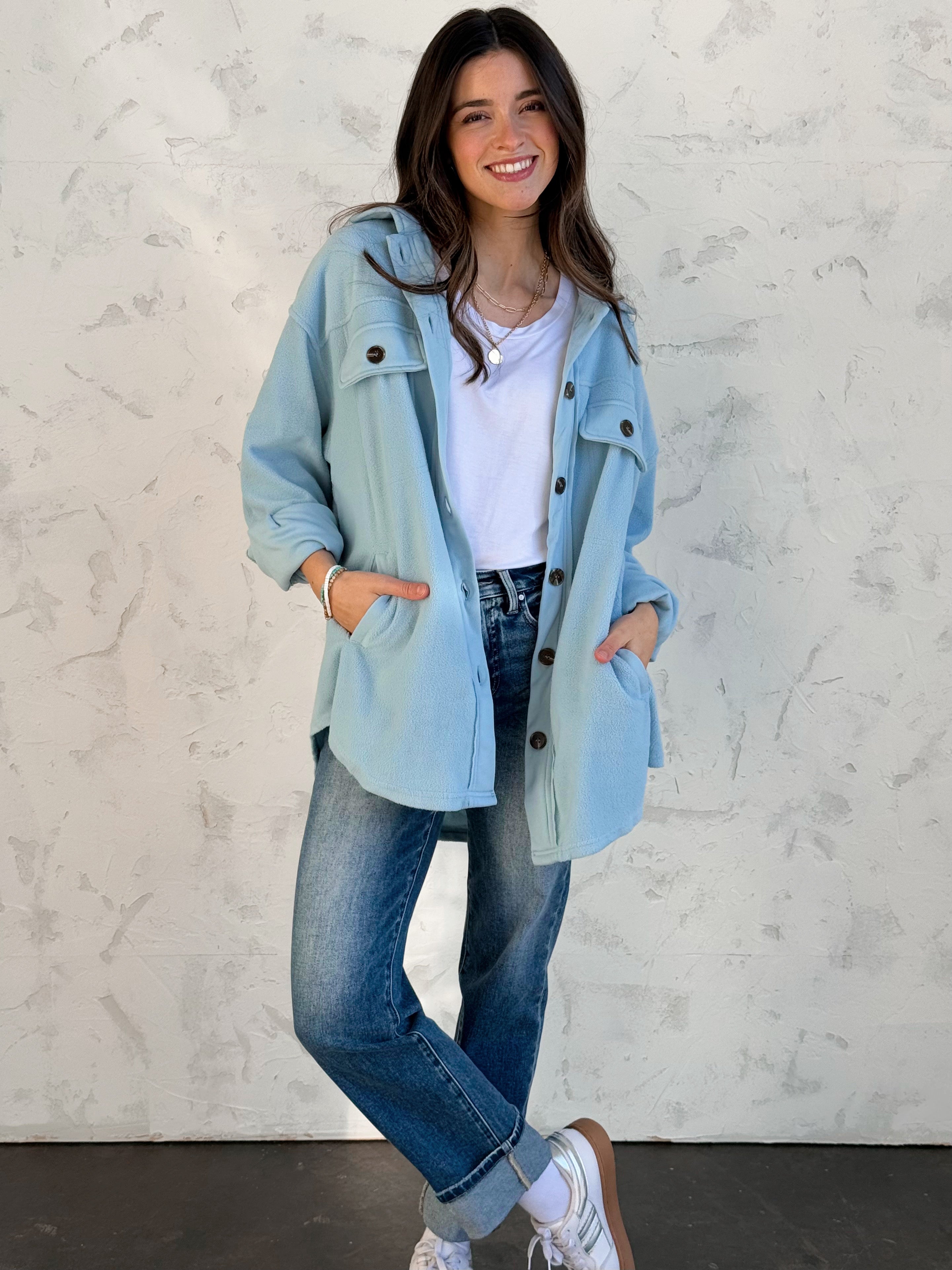 Forever Shacket - BABY BLUE - willows clothing JACKET