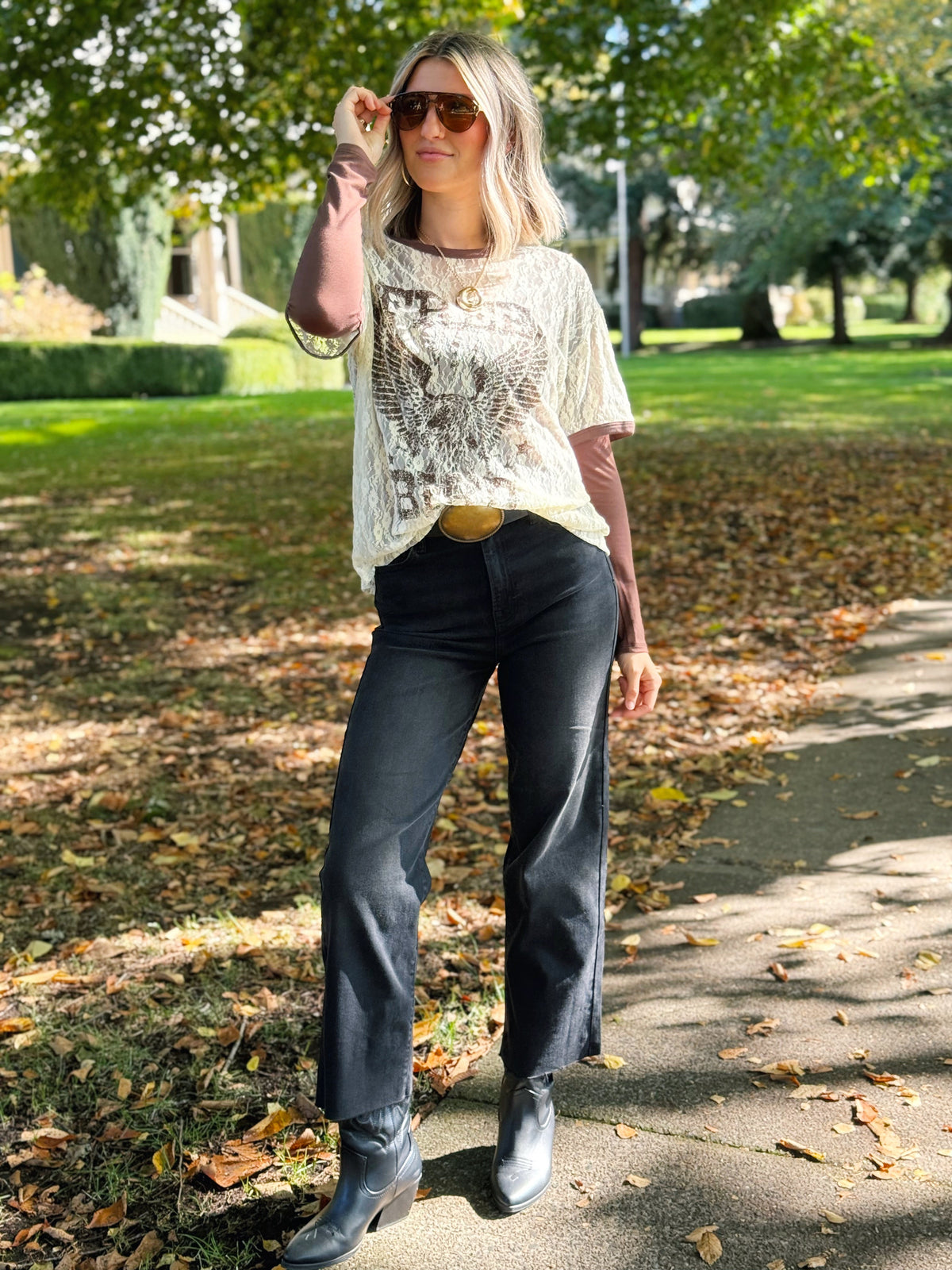 Free Bird Lace Tee - CREAM - willows clothing S/S SHIRT