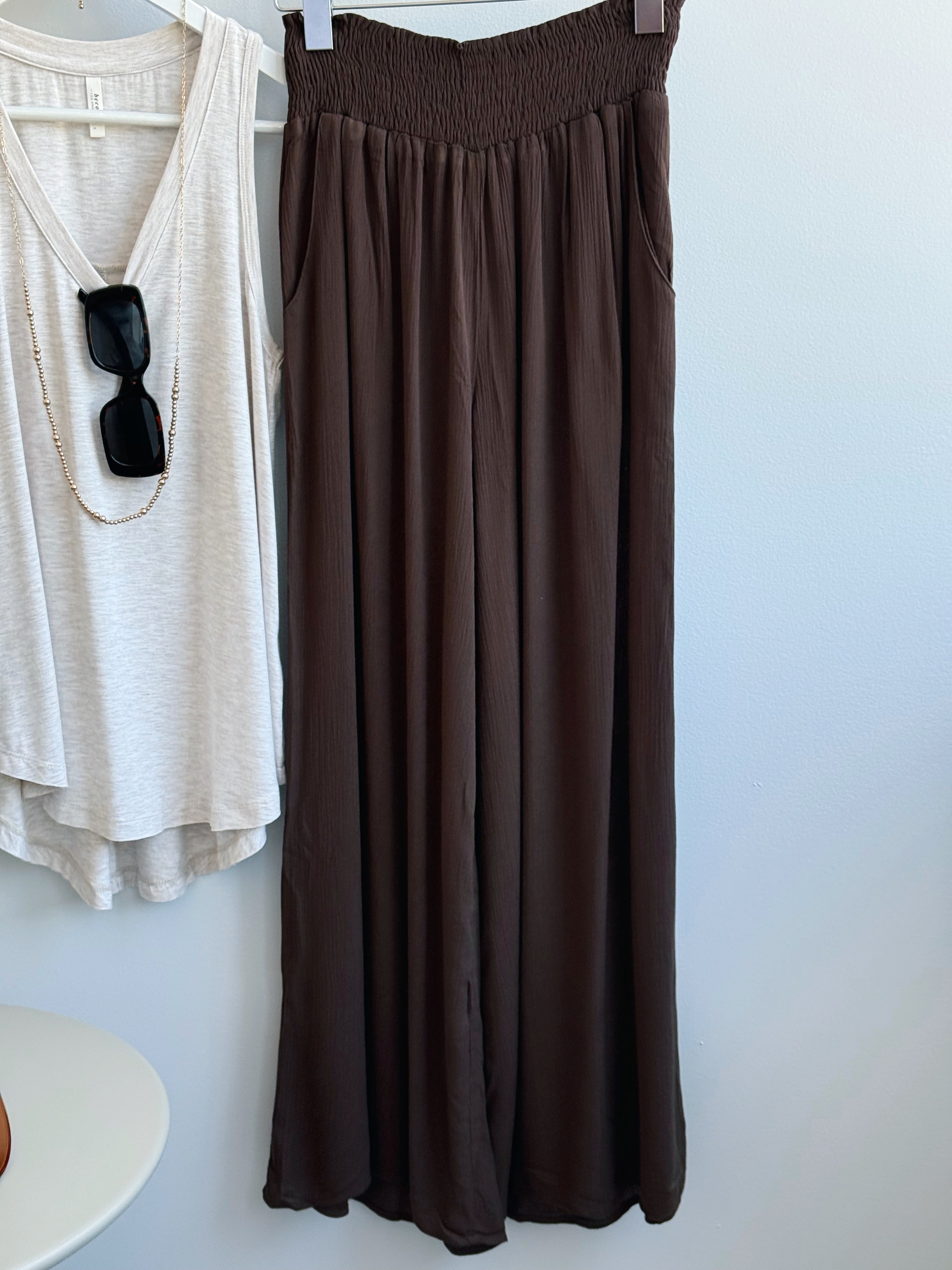 Free Flowing Pants - CHOCOLATE - willows clothing PANTS