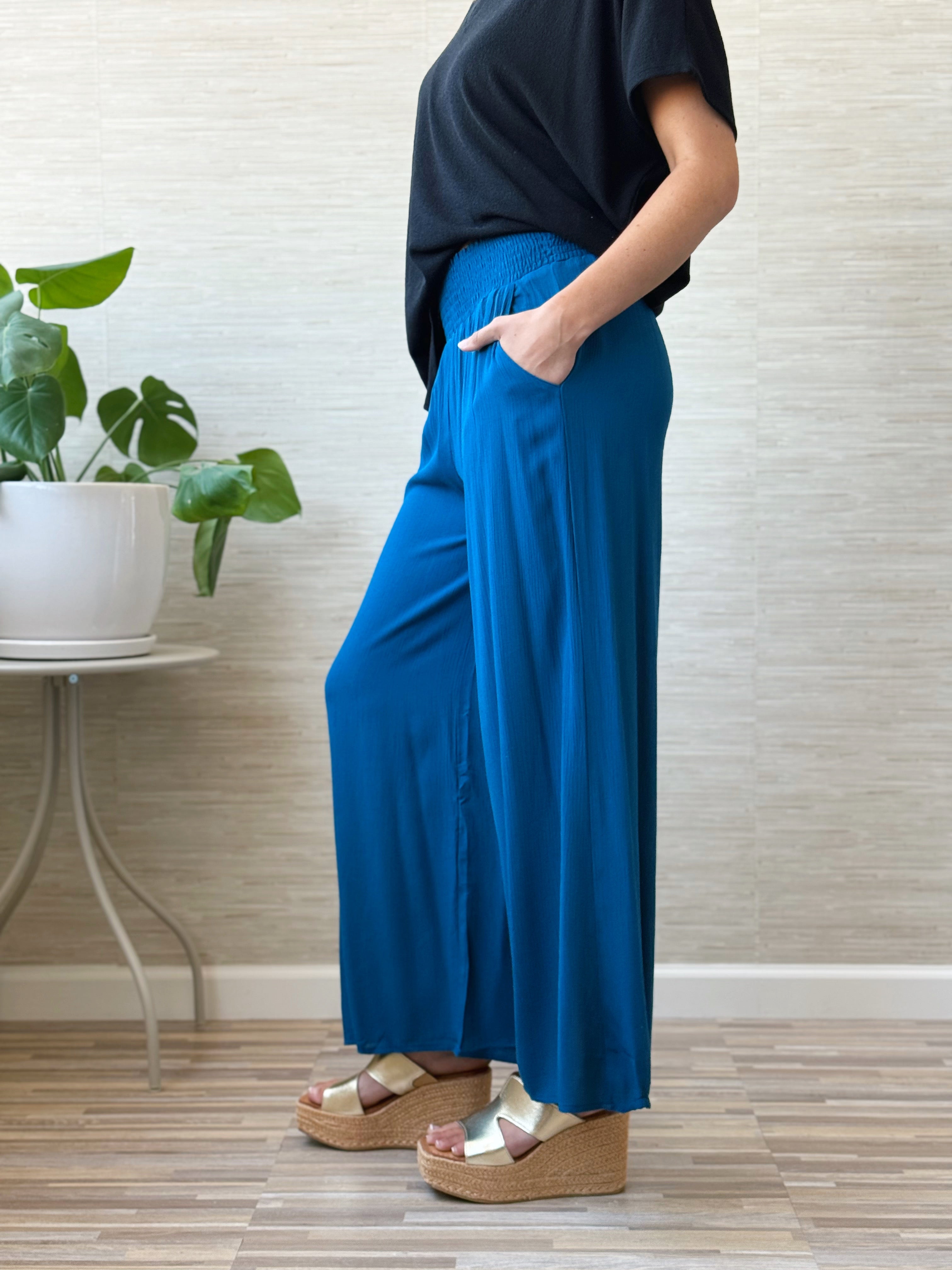 Free Flowing Pants - TEAL - willows clothing PANTS