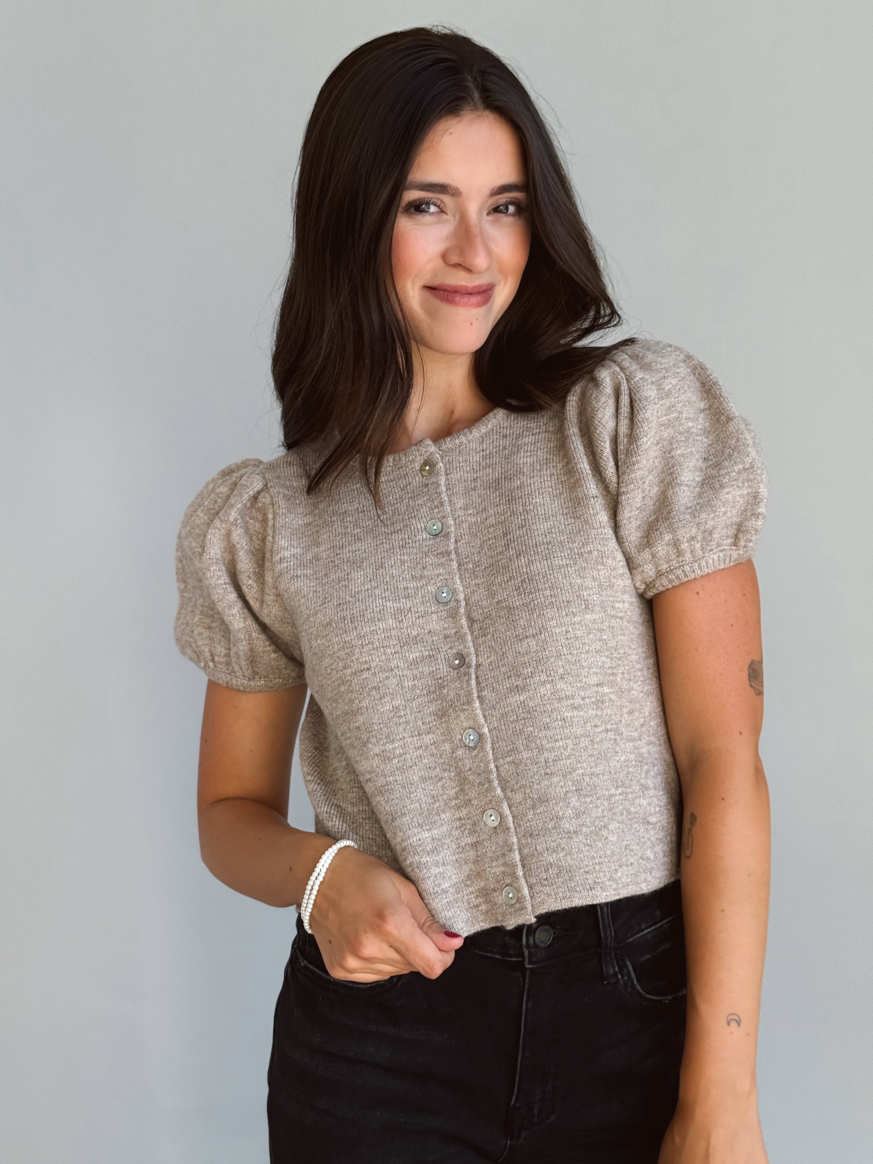 Frenchie Cardigan - MOCHA - willows clothing Cardigan