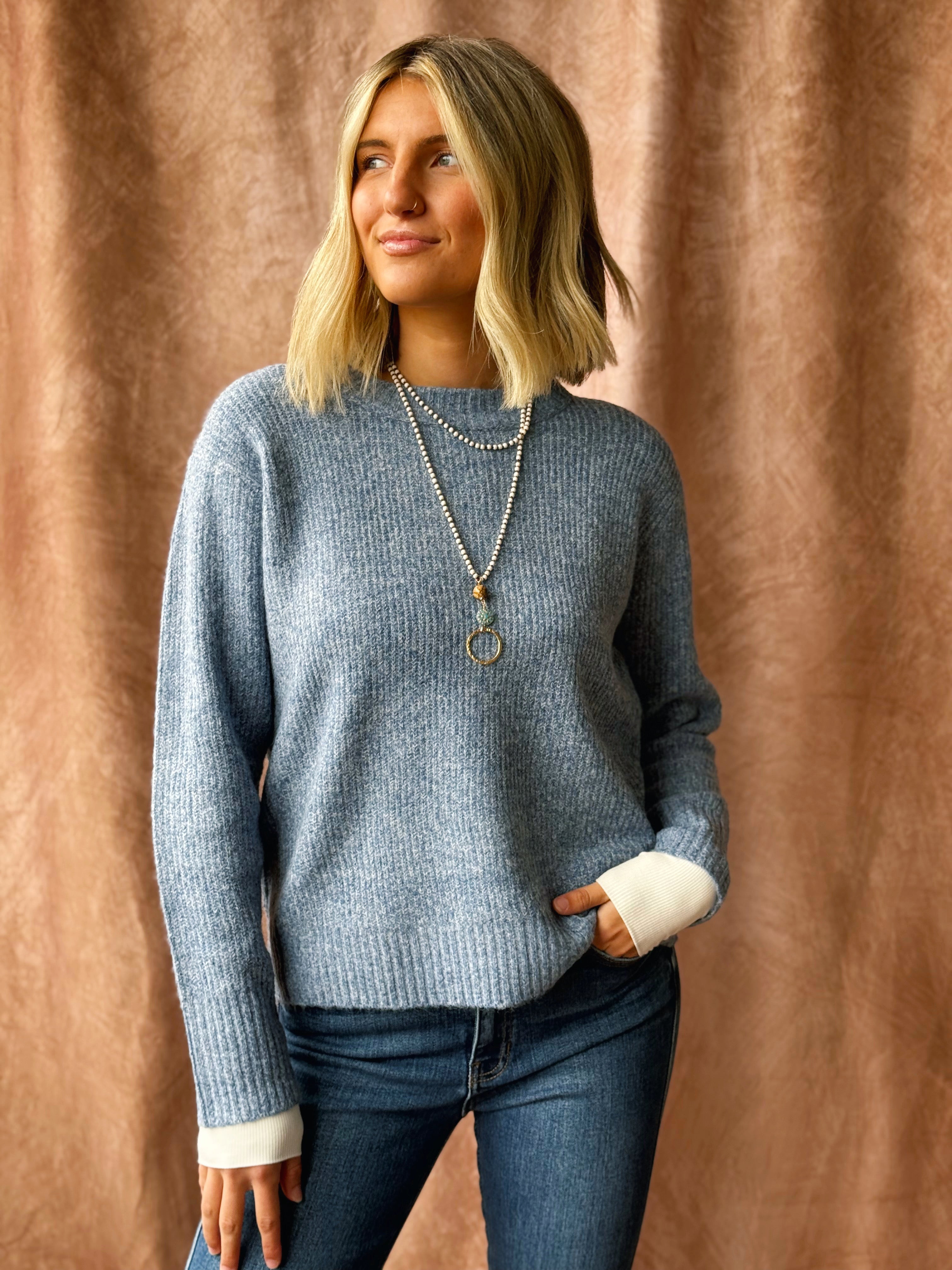 Frosty Morning Sweater - INDIGO - willows clothing L/S SHIRT