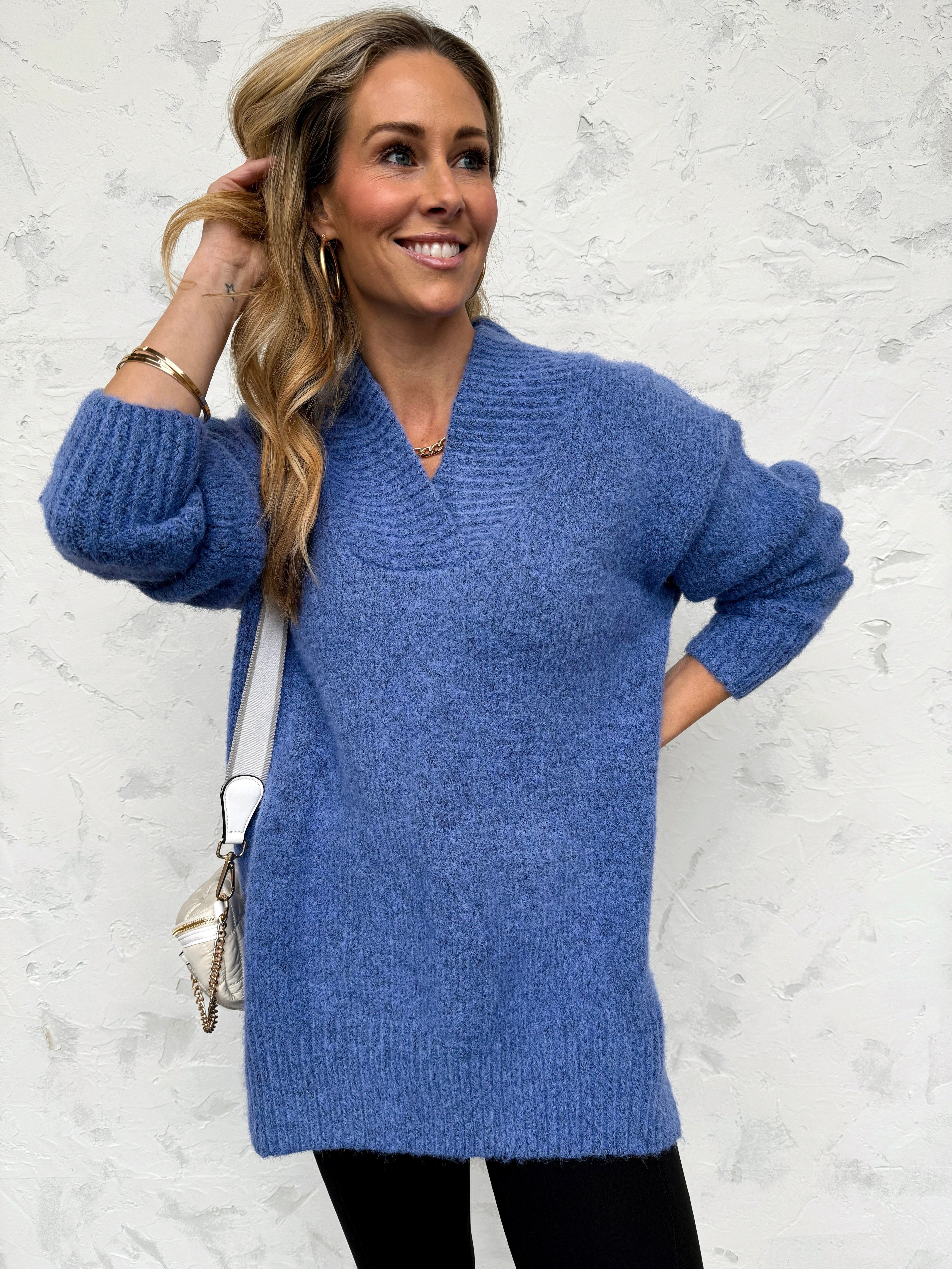 Frosty Sweater - SLATE BLUE - willows clothing SWEATER