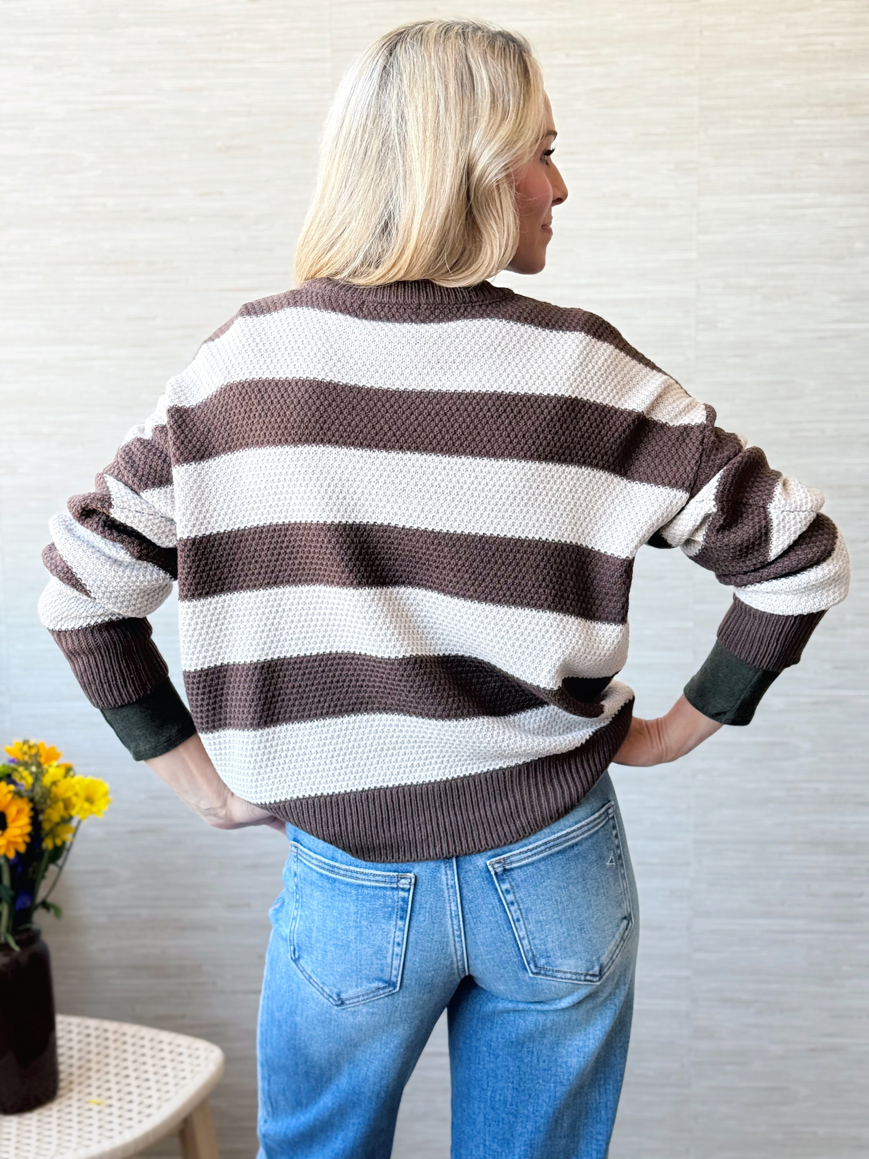 Fuji Stripe Sweater - BROWN - willows clothing SWEATER