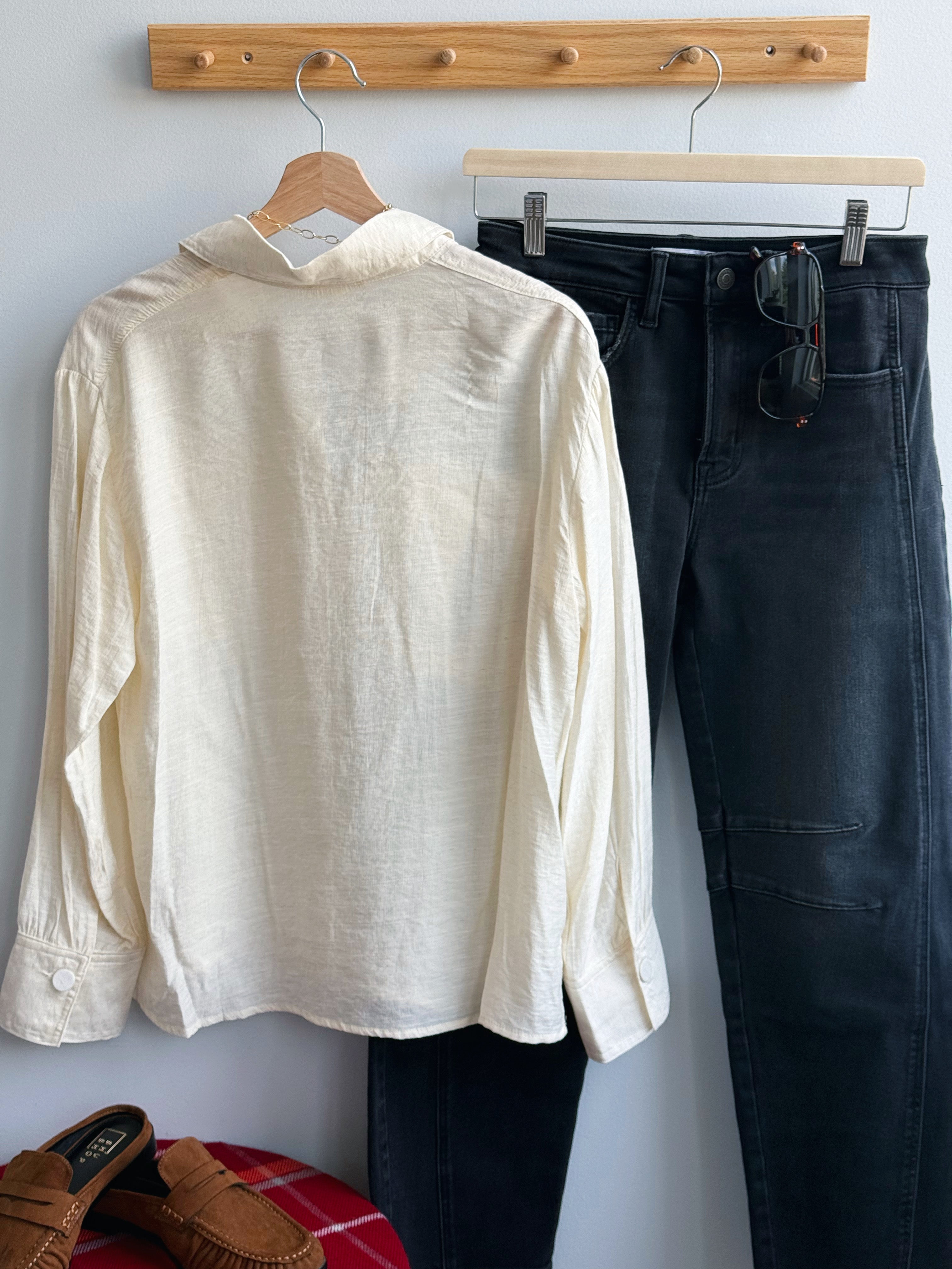 Gail Top - NATURAL - willows clothing L/S SHIRT