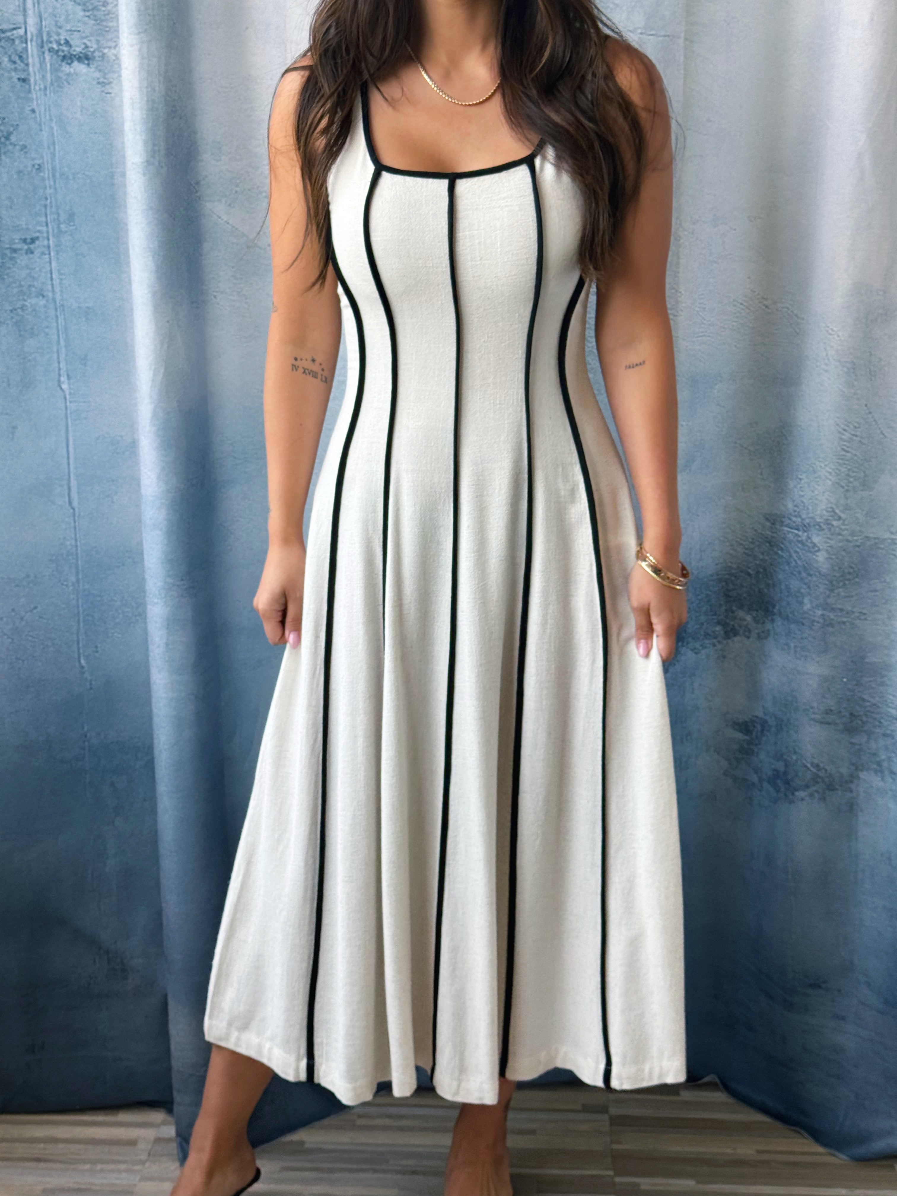 Geneva Dress - NATURAL - willows clothing MIDI DRESS