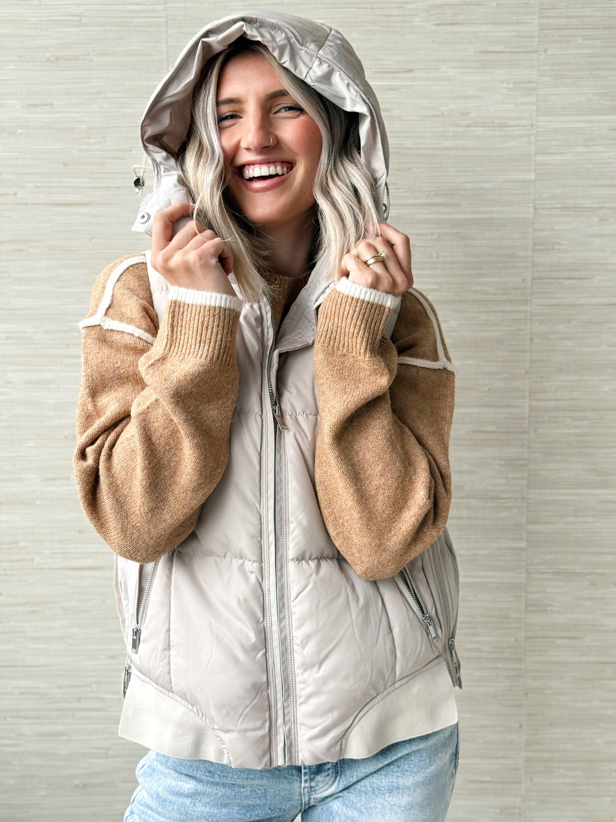 Genevieve Puffer Vest - SAND DUNE - willows clothing VEST