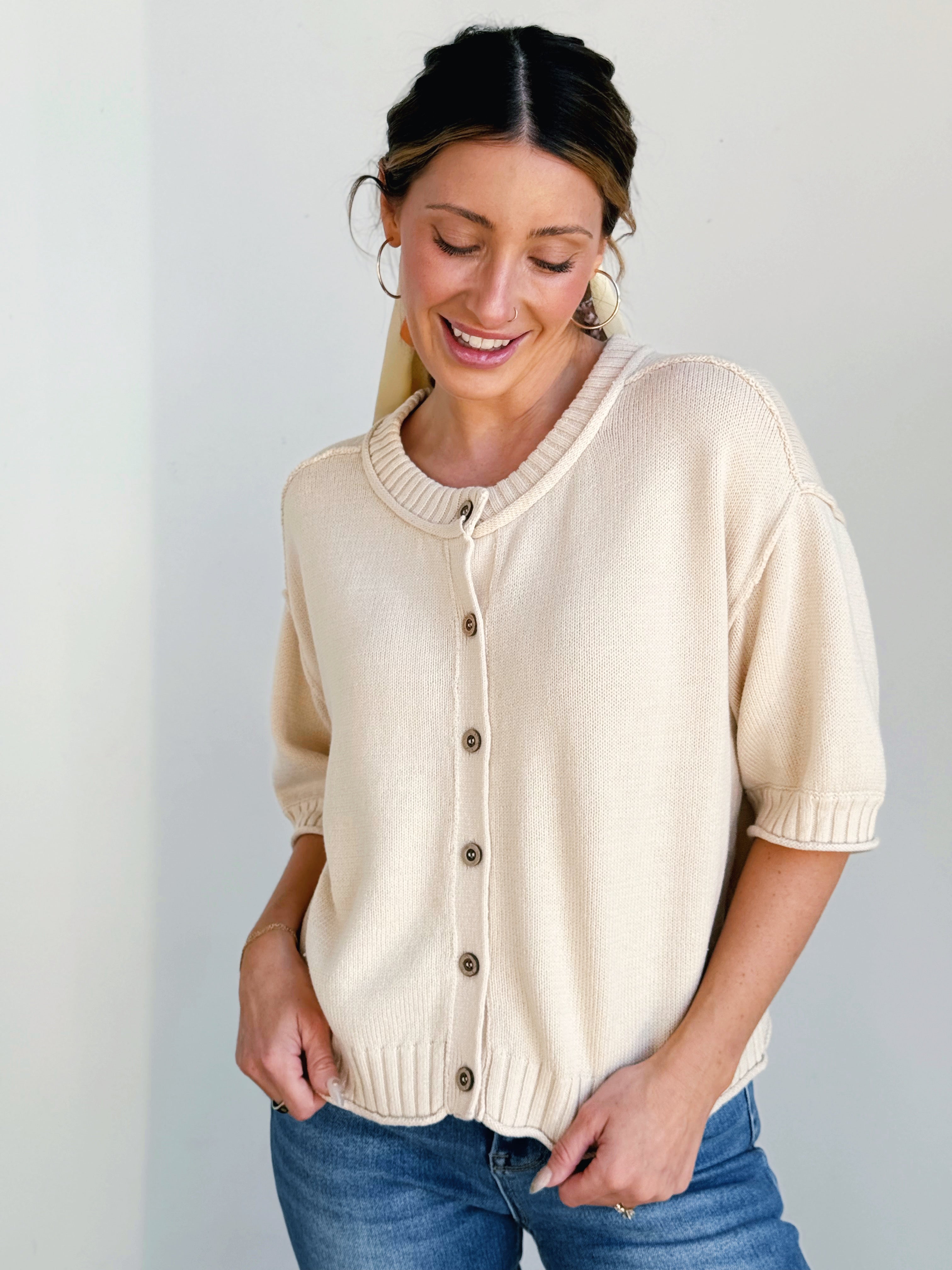 Genova Cardigan - NATURAL - willows clothing SWEATER