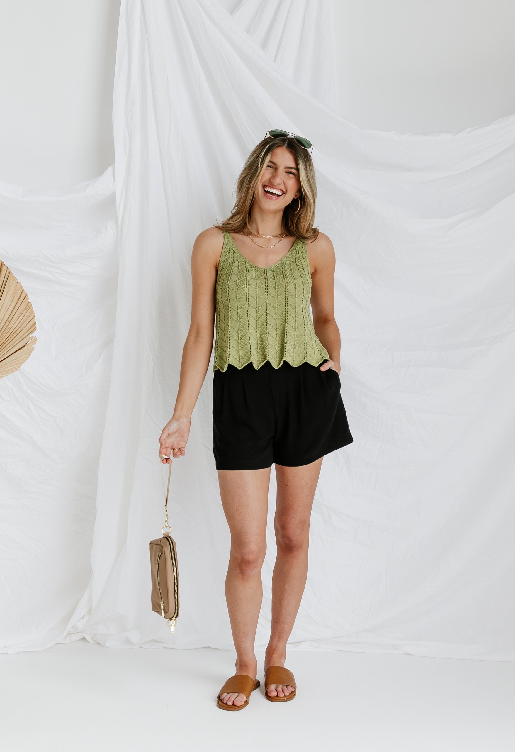 Giovanna Knit Tank - LIME - willows clothing TANK