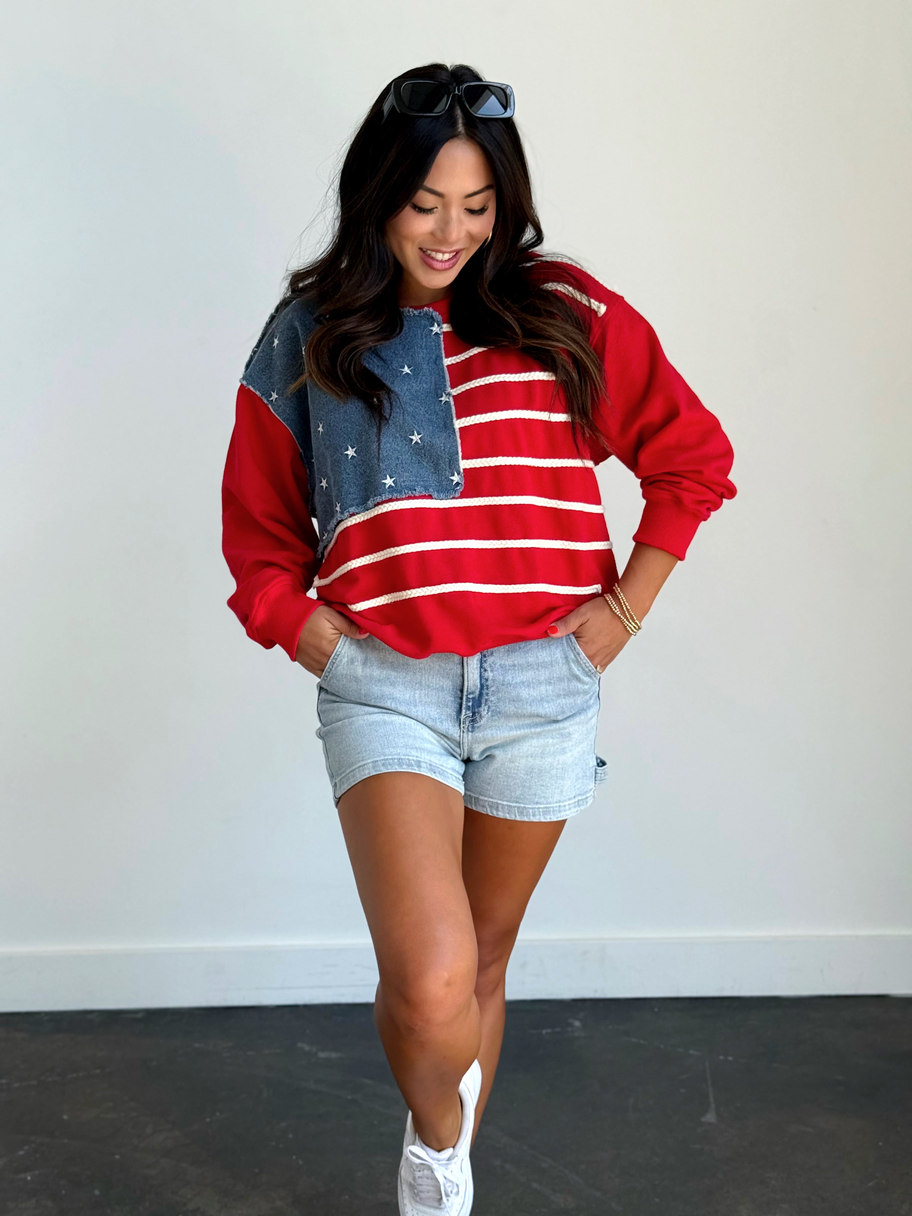 Glory Days Pullover - RED - willows clothing SWEATSHIRT