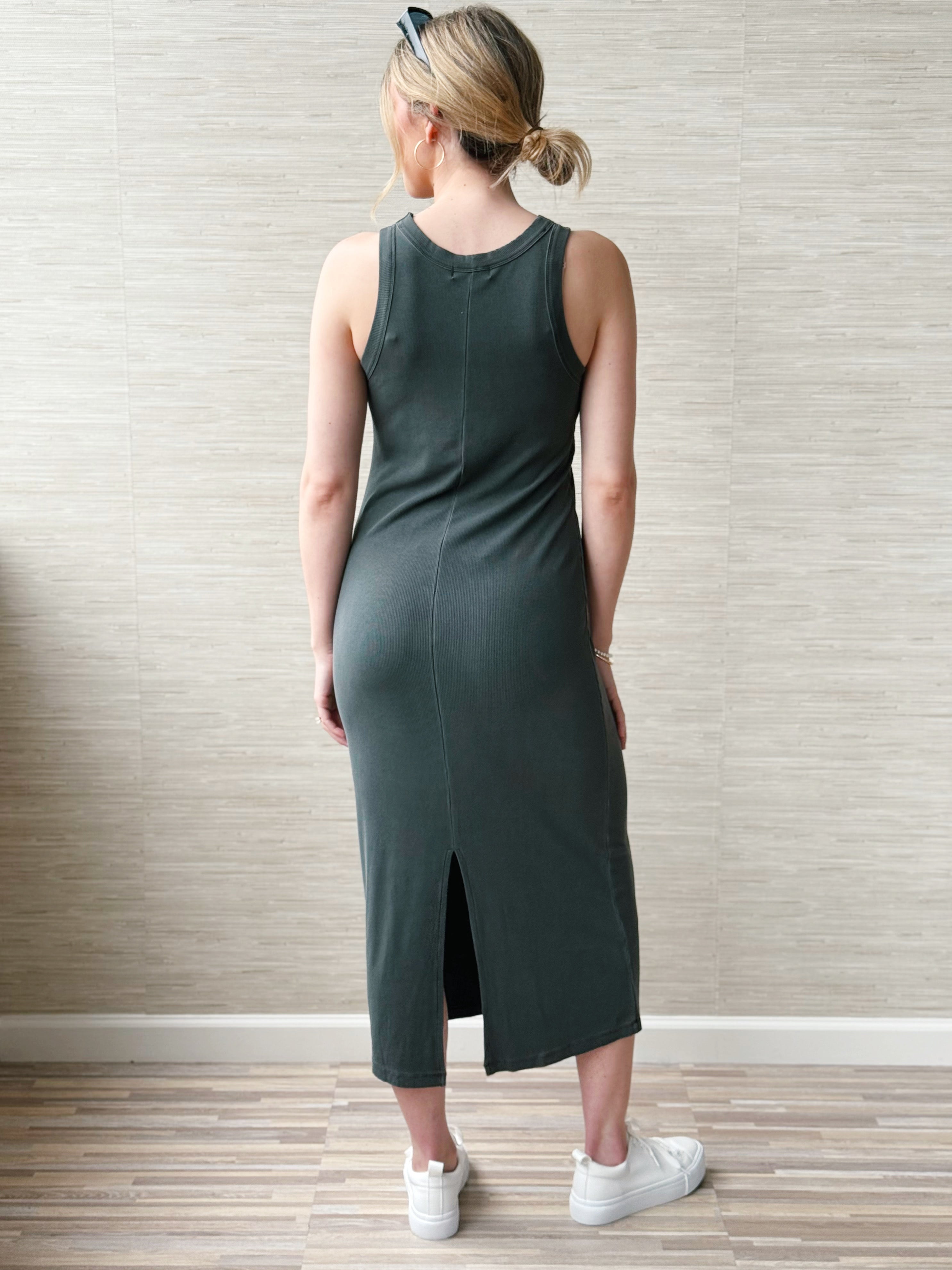 Go - To Tank Dress - CHARCOAL - willows clothing SHORT DRESS