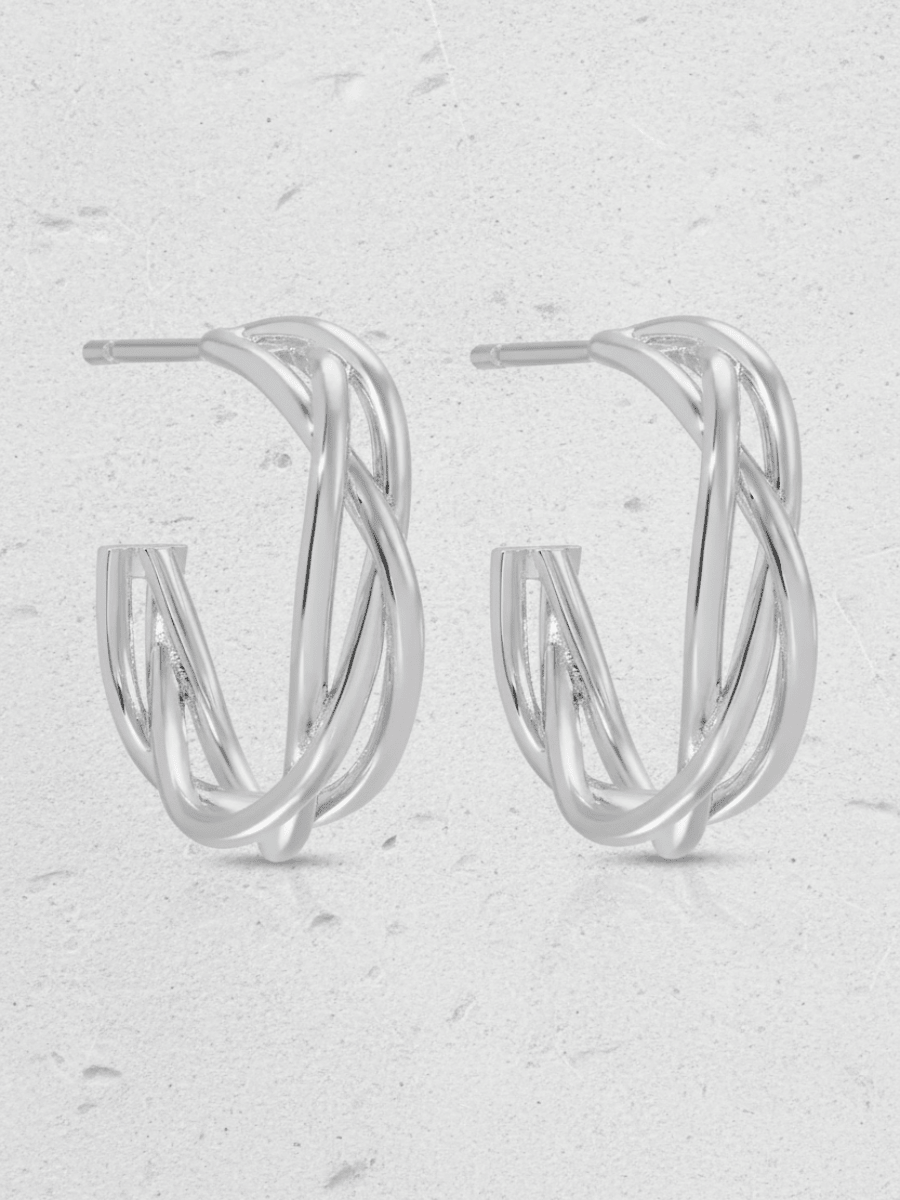 Grace Braided Hoops - SILVER - willows clothing EARRINGS