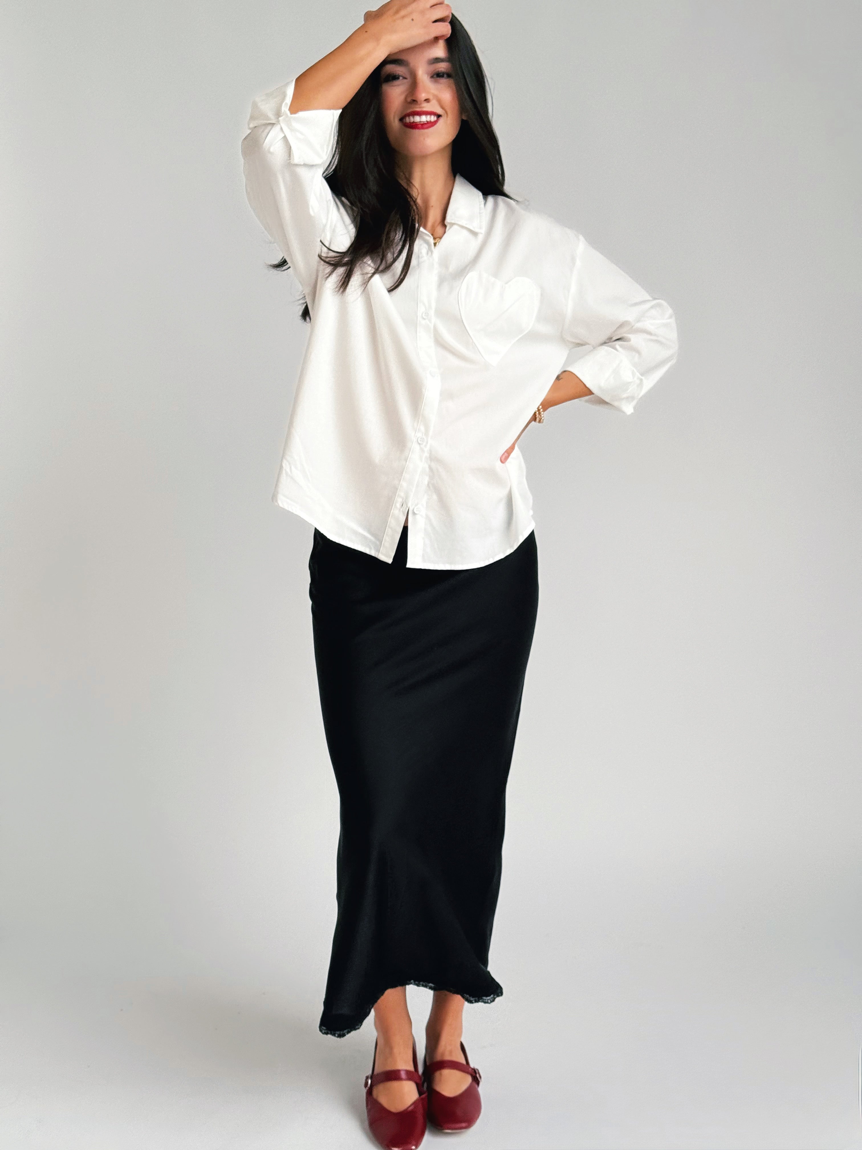 Gracella Satin Midi Skirt - BLACK - willows clothing MIDI SKIRT