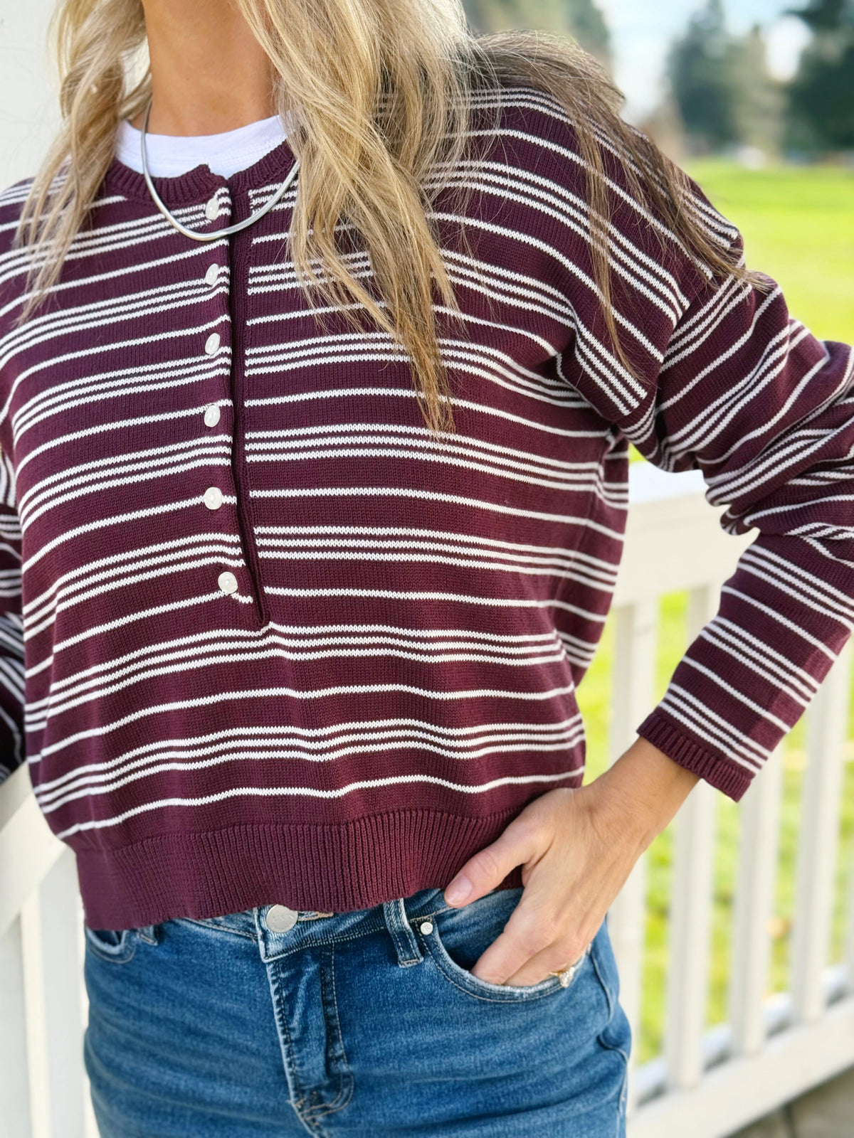 Grand Central Sweater - PINK/MAROON - willows clothing SWEATER