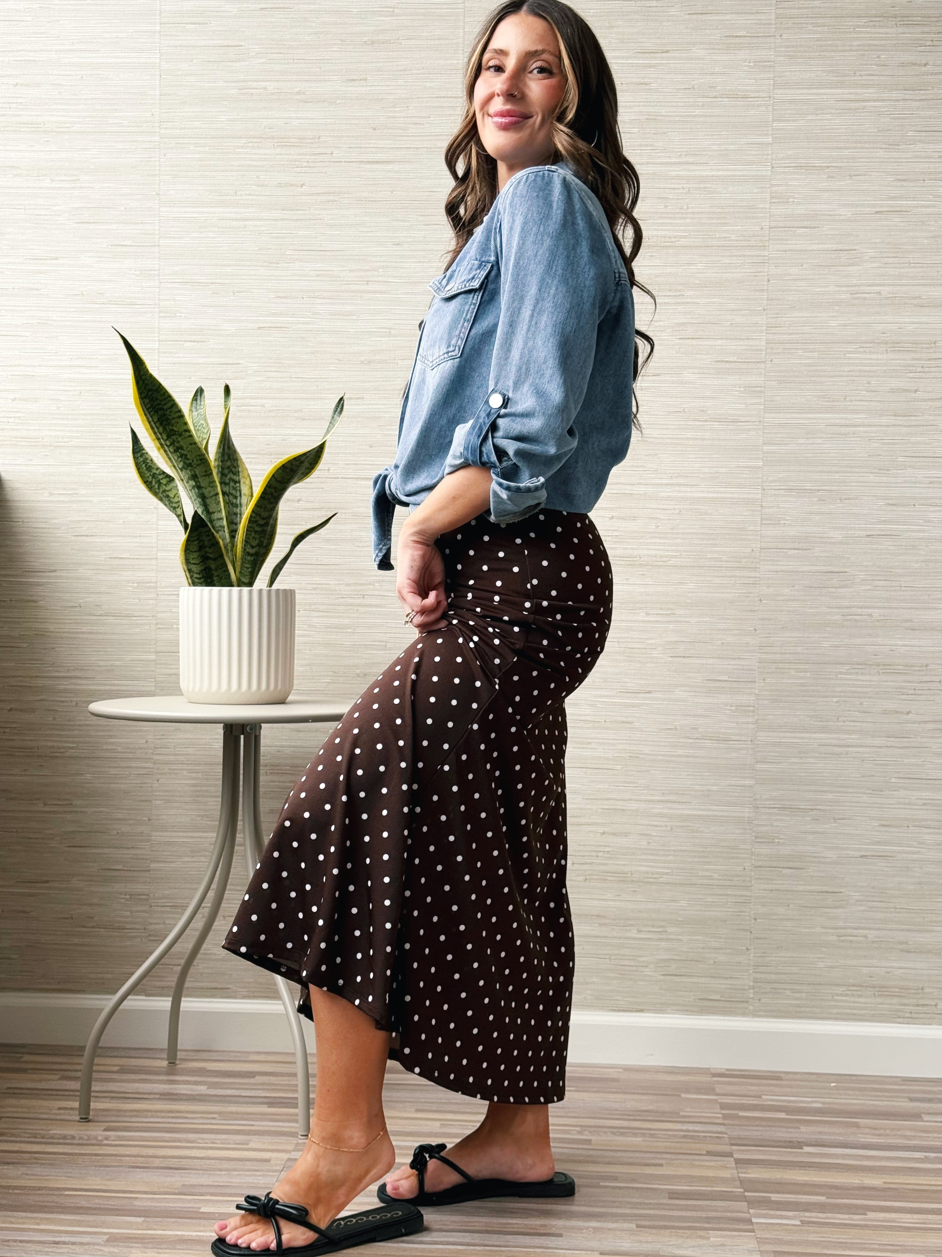 Gwen Skirt - BROWN/IVORY - willows clothing long skirt