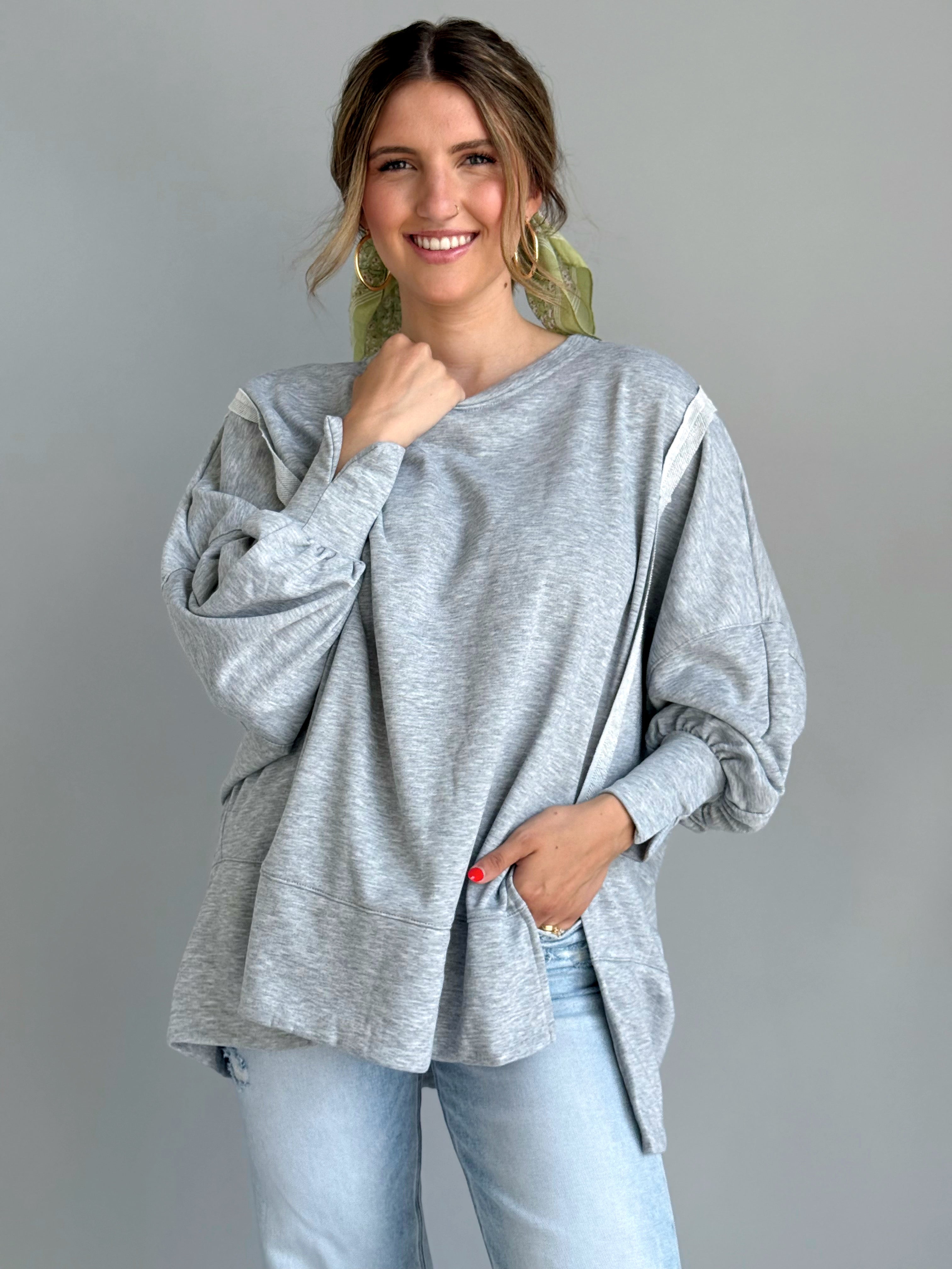 Haley Sweatshirt - HEATHER GREY - willows clothing SWEATSHIRT