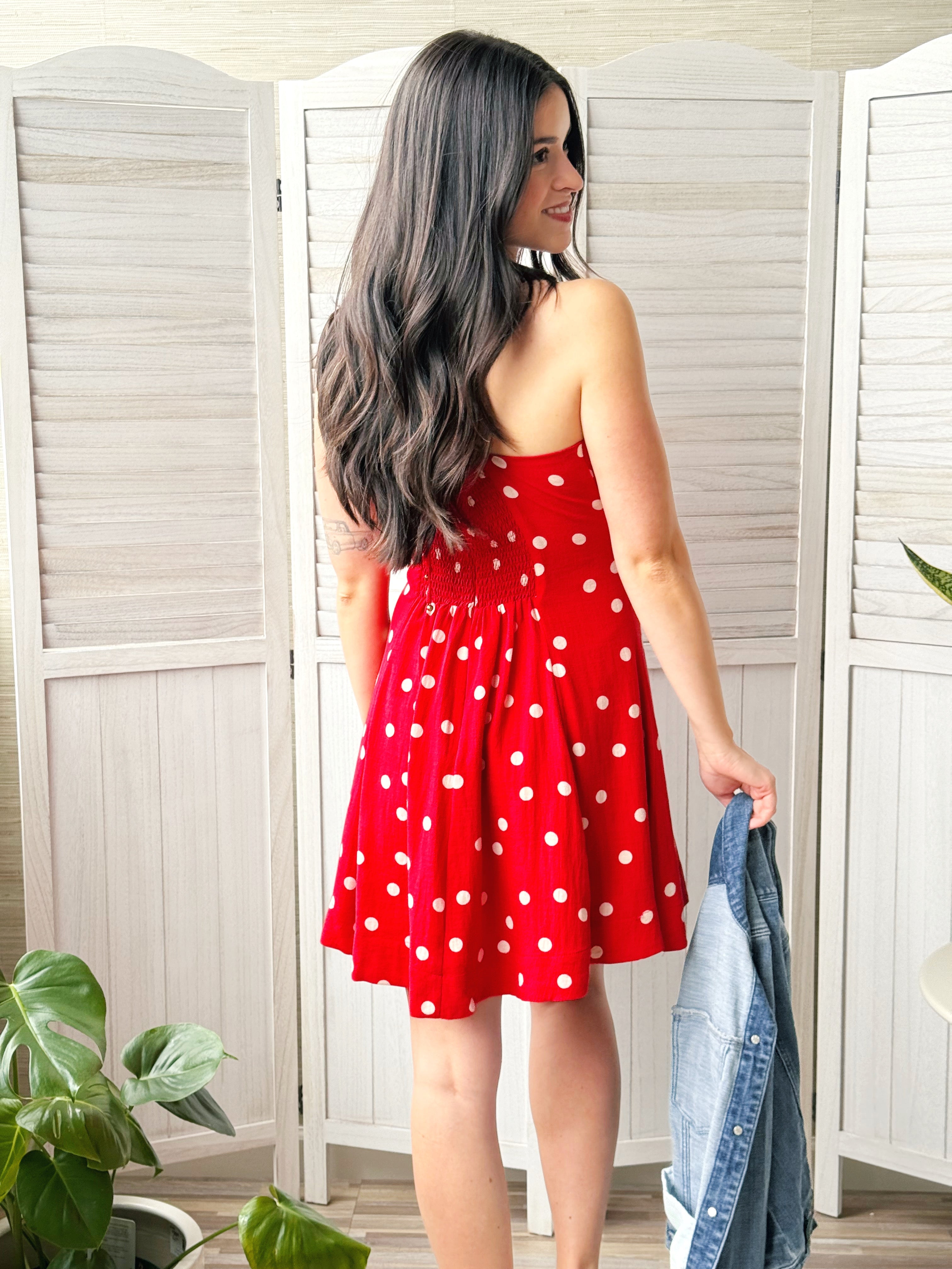 Harlow Mini Dress - RED/IVORY - willows clothing SHORT DRESS