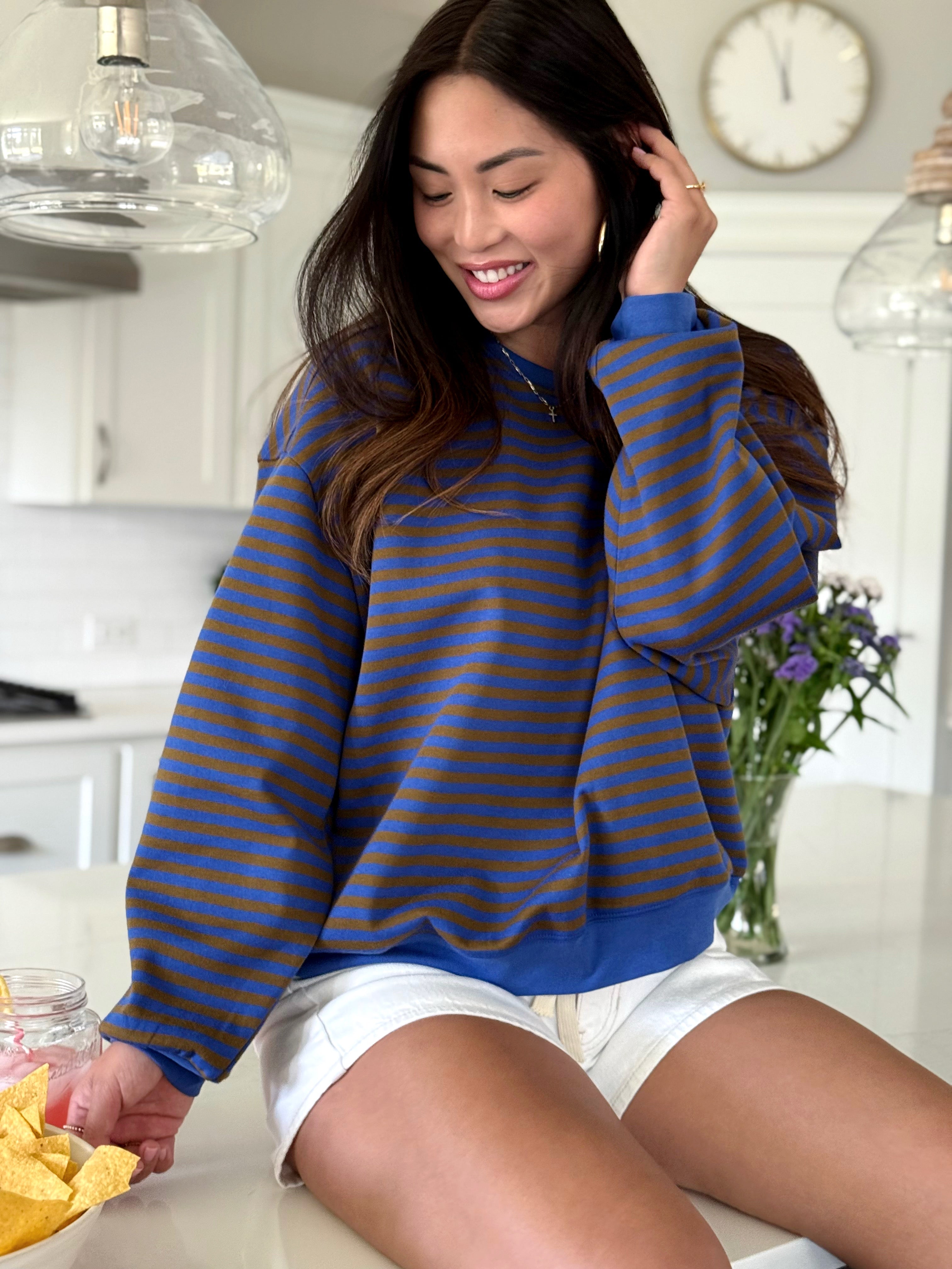 Harris Sweatshirt - BROWN/BLUE - willows clothing SWEATSHIRT