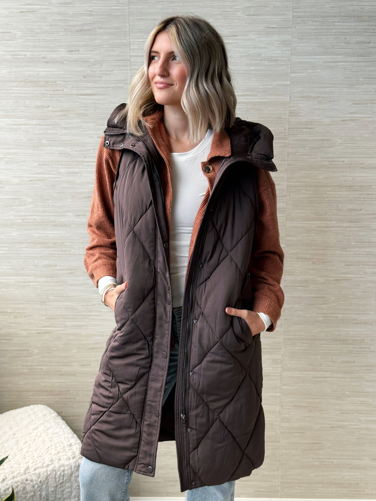 Harvest Honey Vest - COFFEE - willows clothing VEST