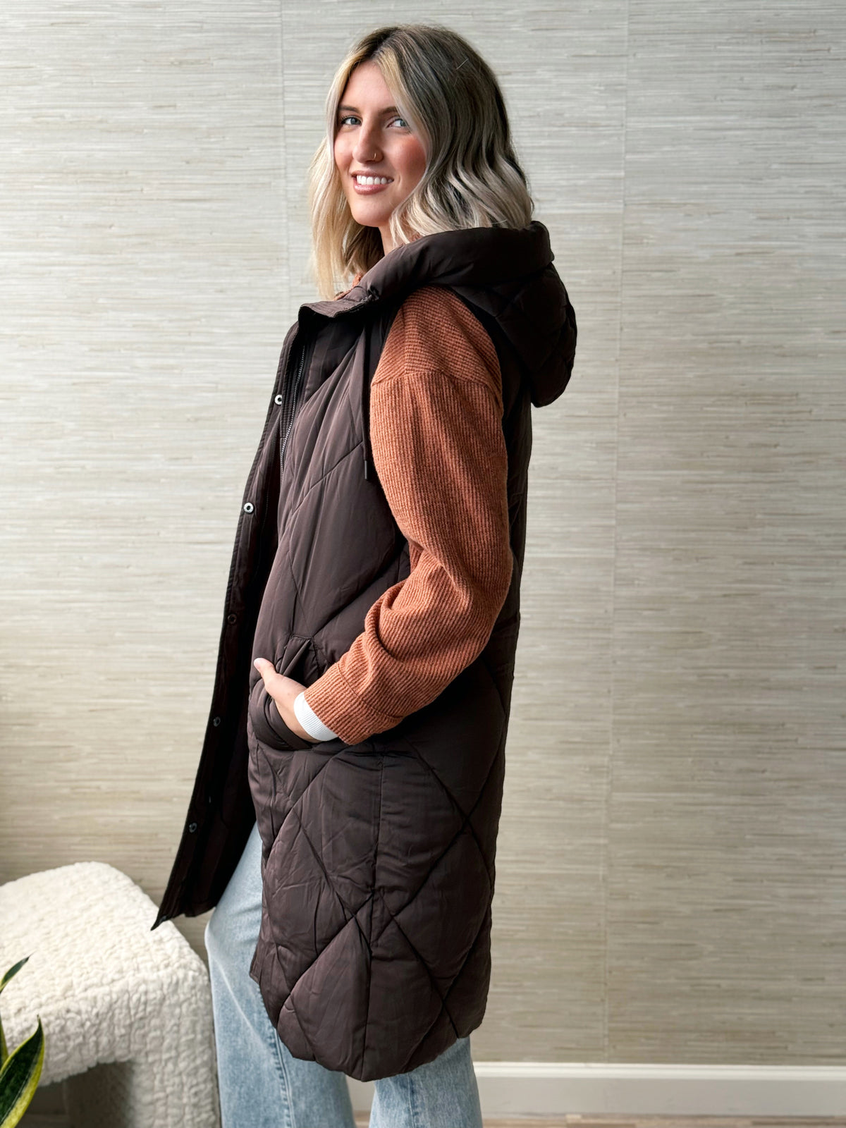 Harvest Honey Vest - COFFEE - willows clothing VEST