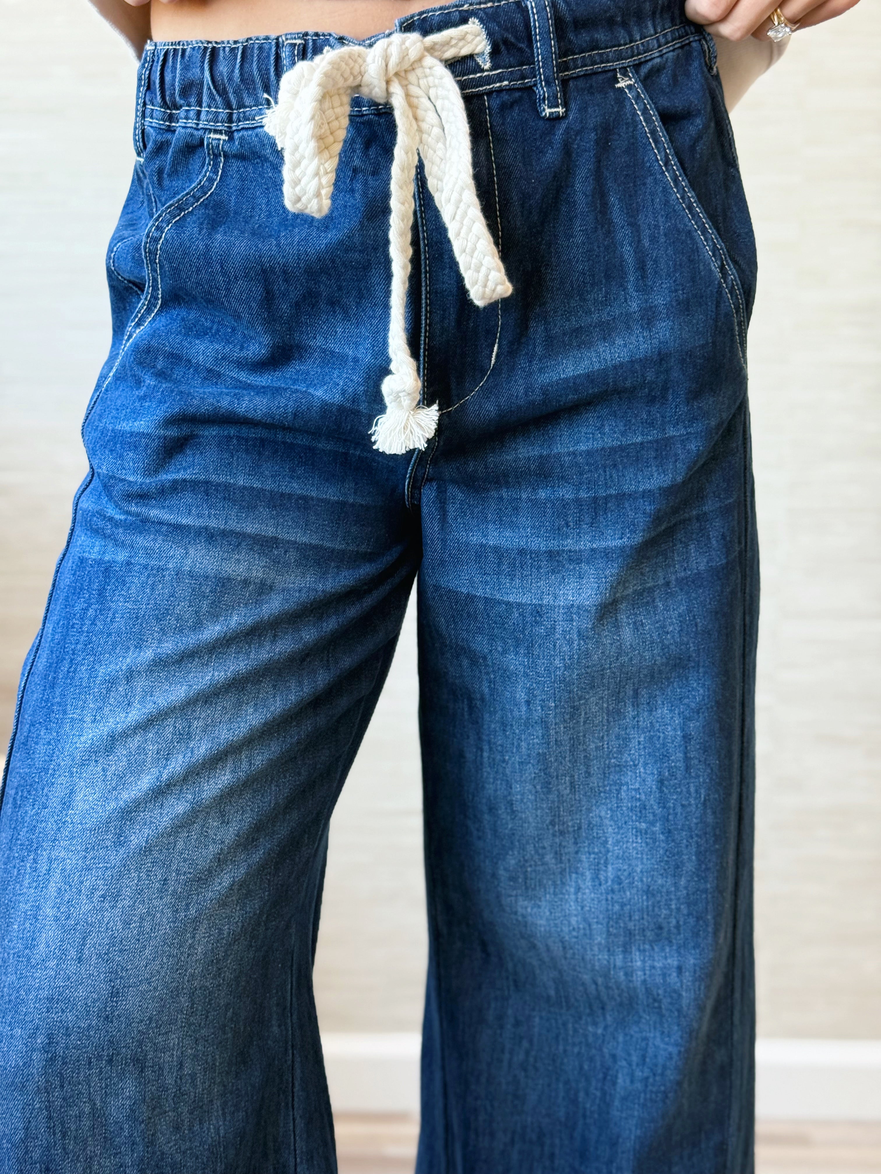 Hayride Wide Leg Pant - DARK DENIM - willows clothing WIDE LEG