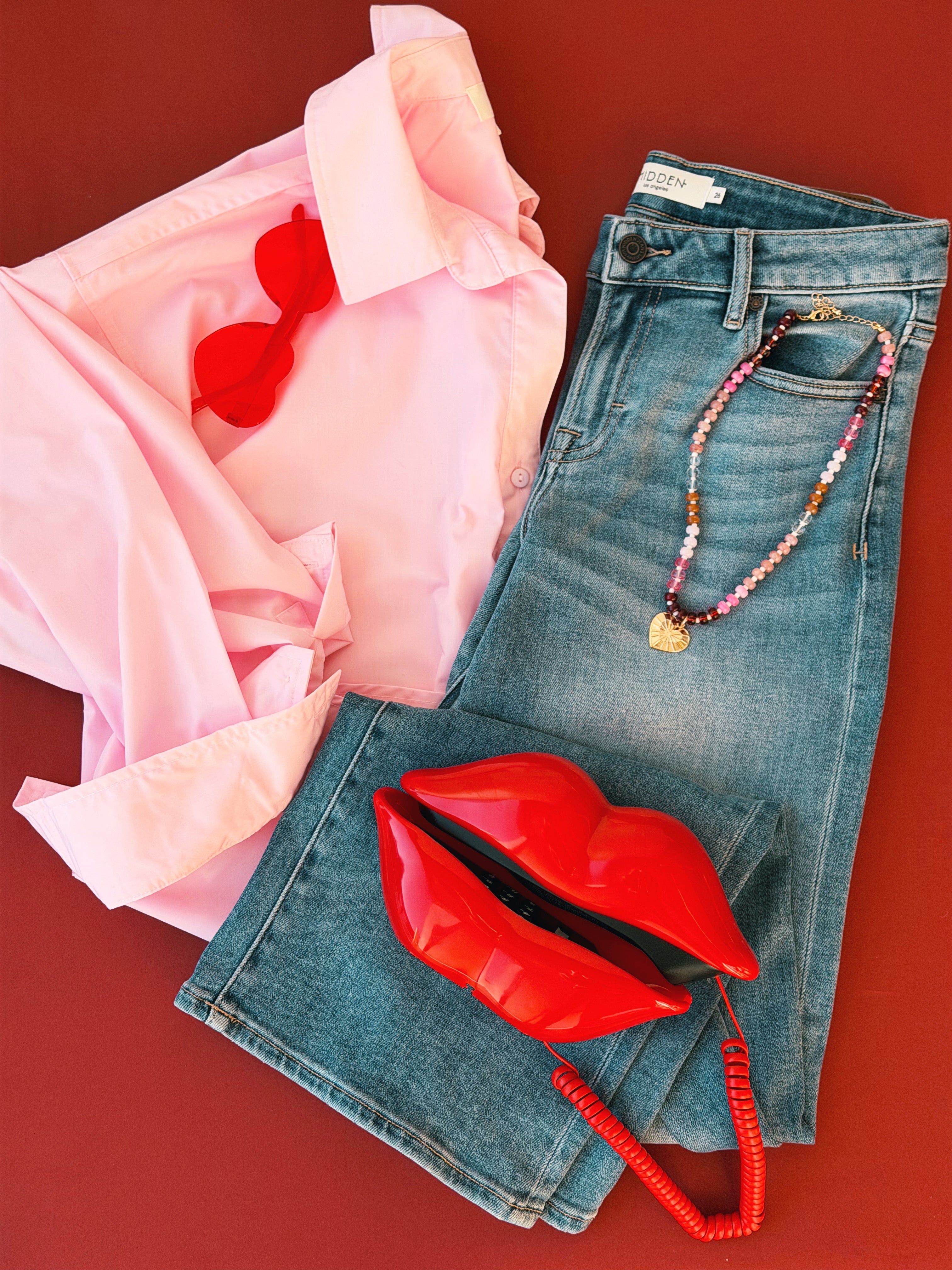 Head Over Heels Blouse - BABY PINK - willows clothing L/S SHIRT