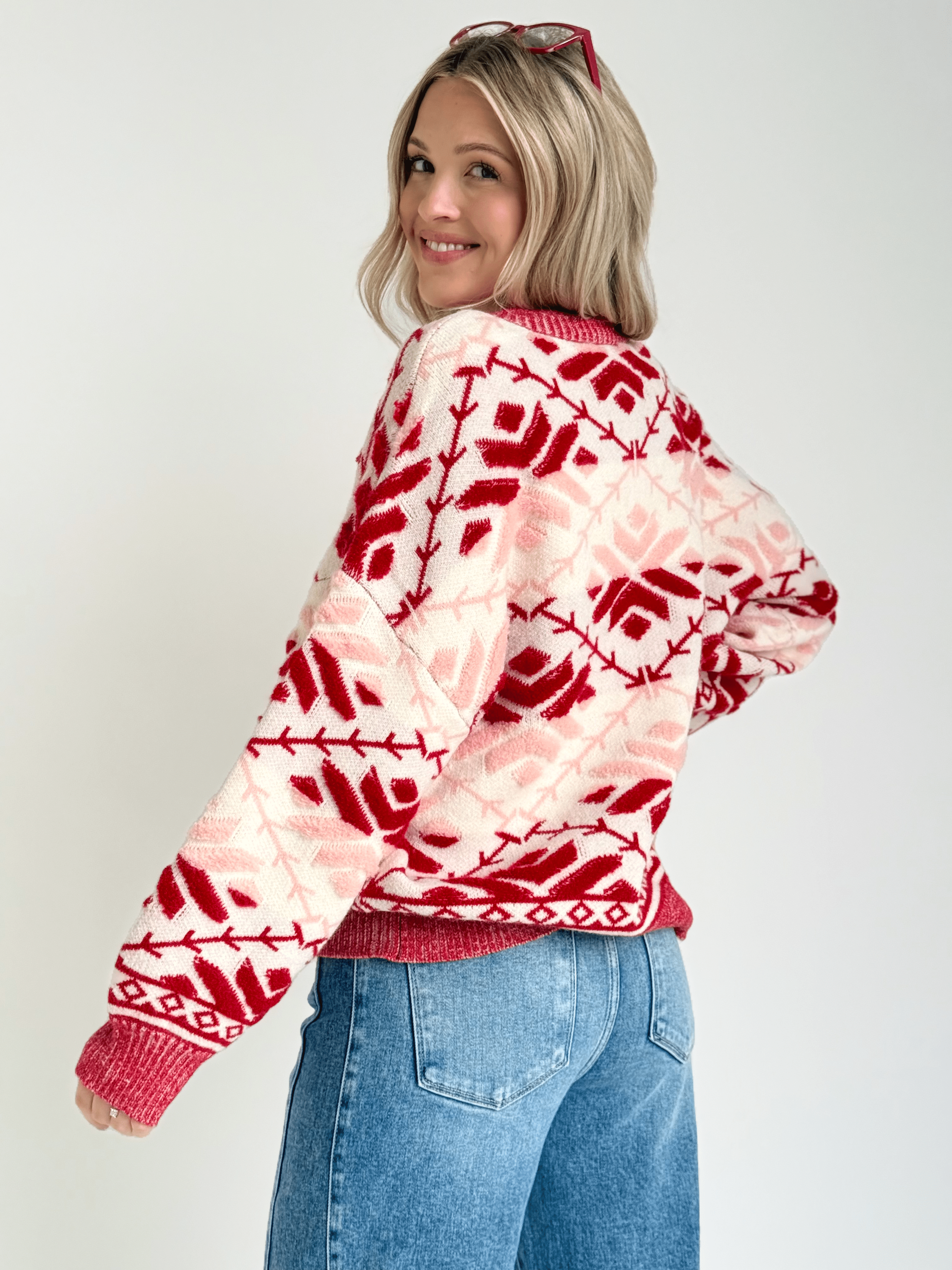 Heartfelt Sweater - RED/BLUSH - willows clothing SWEATER