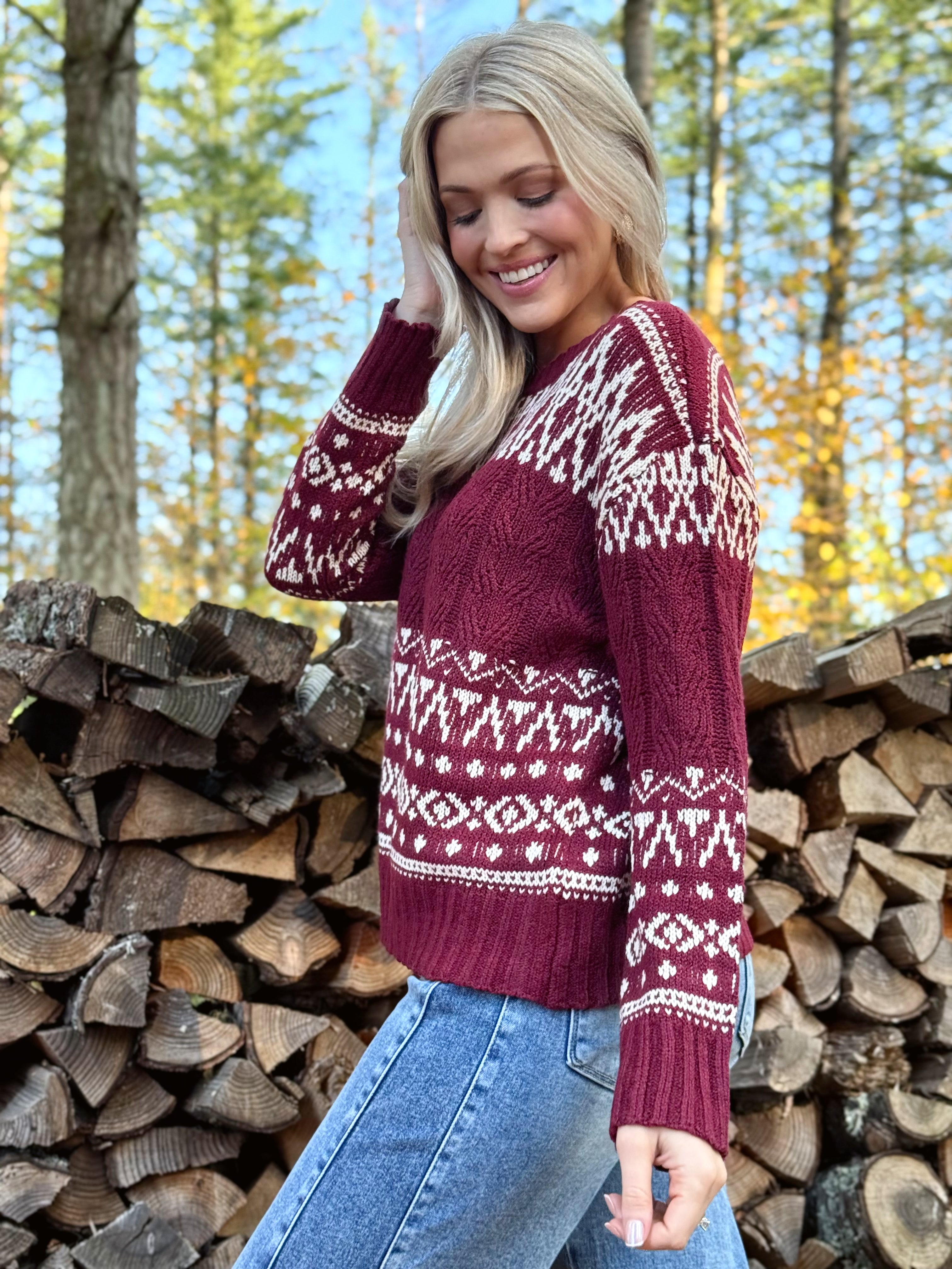 Hearth Sweater - WINE - willows clothing SWEATER