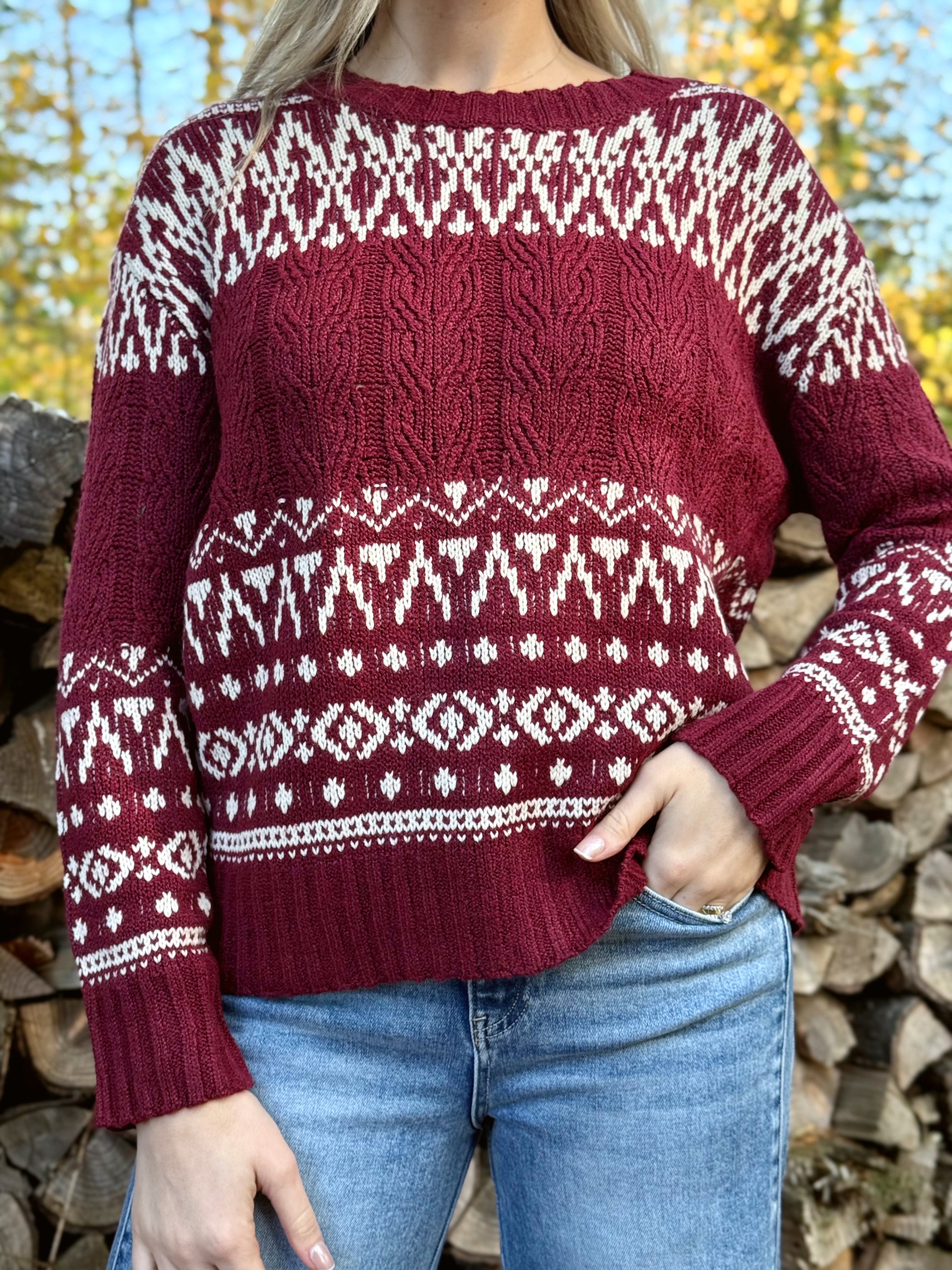 Hearth Sweater - WINE - willows clothing SWEATER