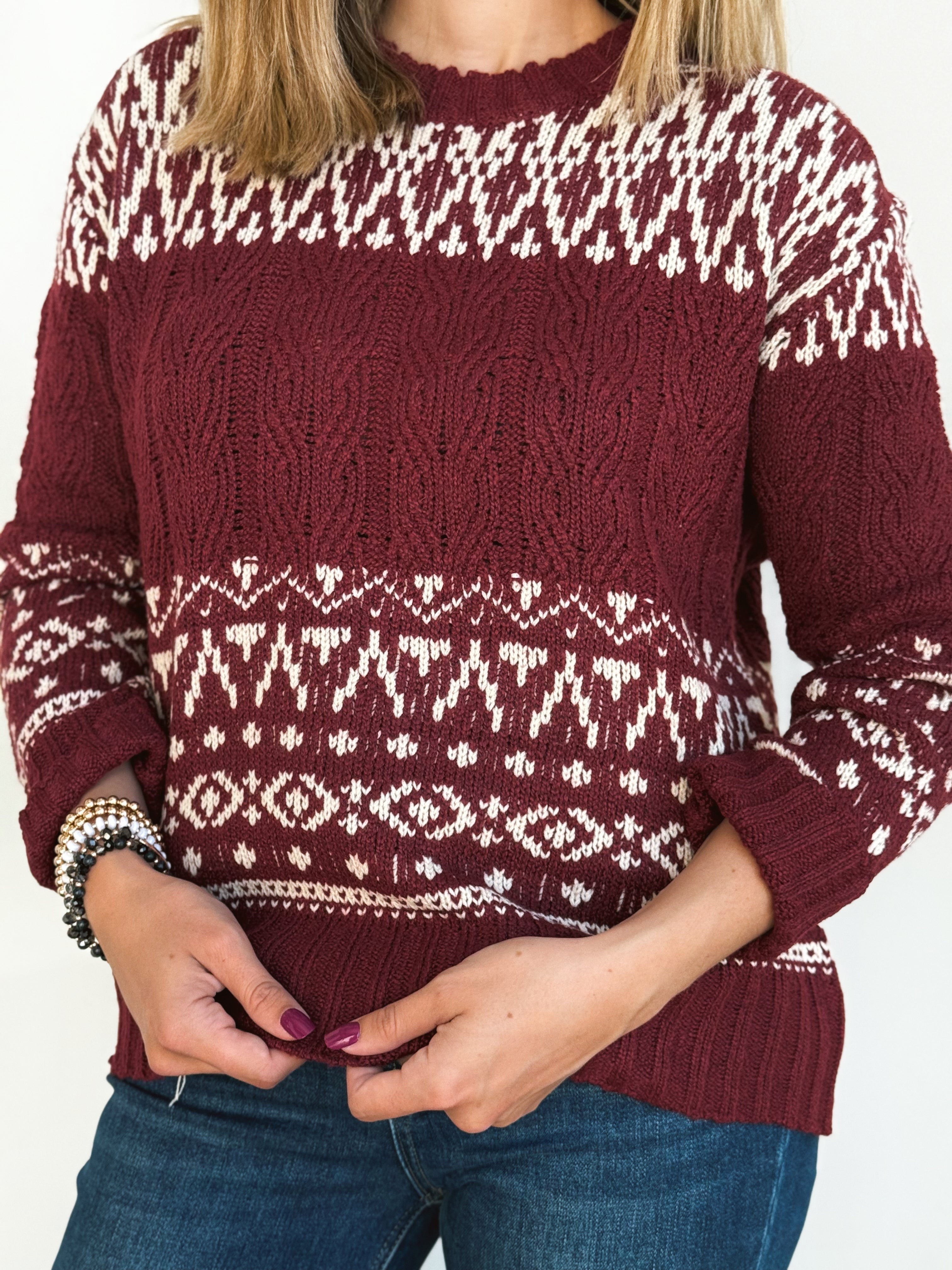 Hearth Sweater - WINE - willows clothing SWEATER