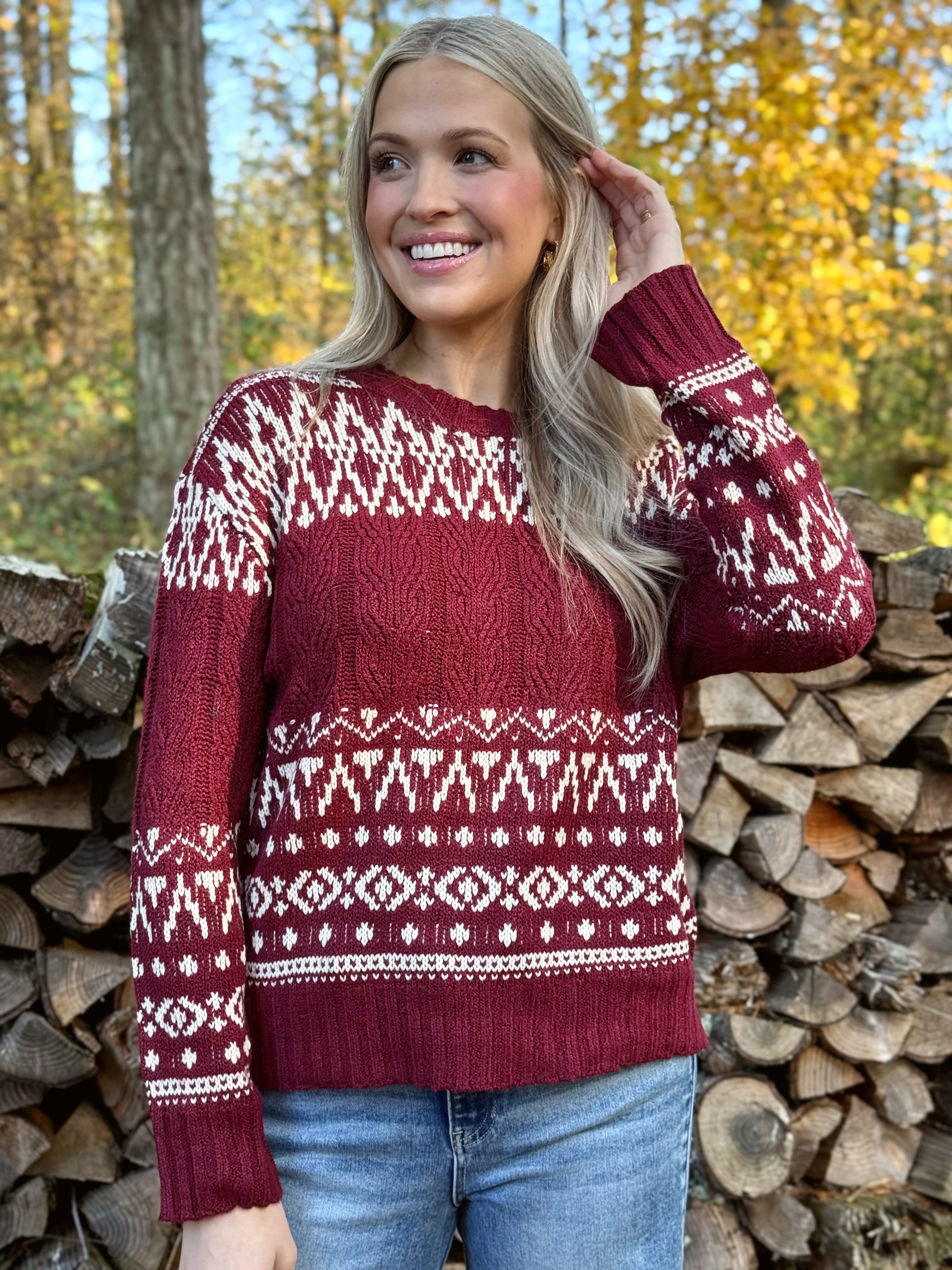 Hearth Sweater - WINE - willows clothing SWEATER