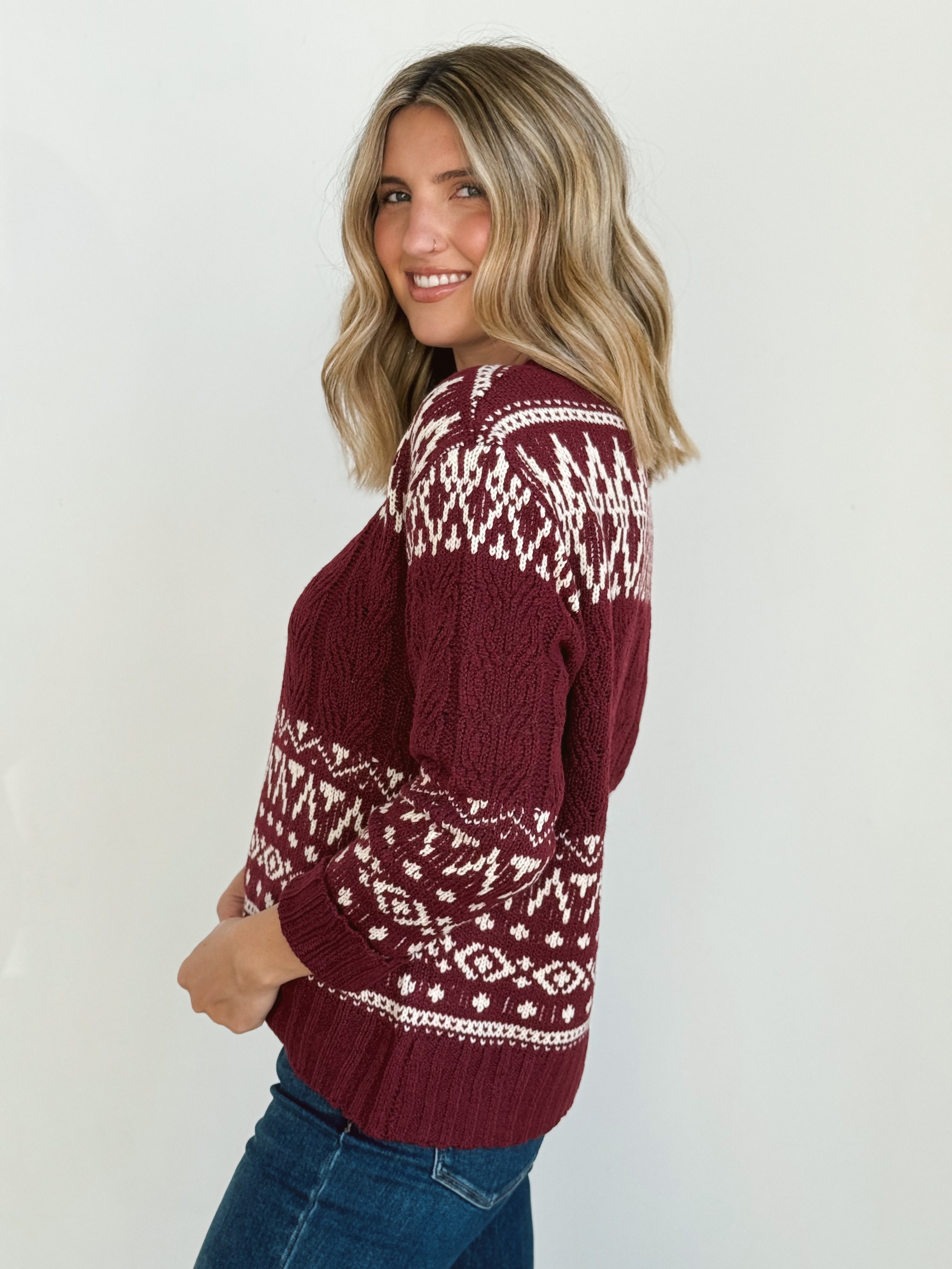 Hearth Sweater - WINE - willows clothing SWEATER