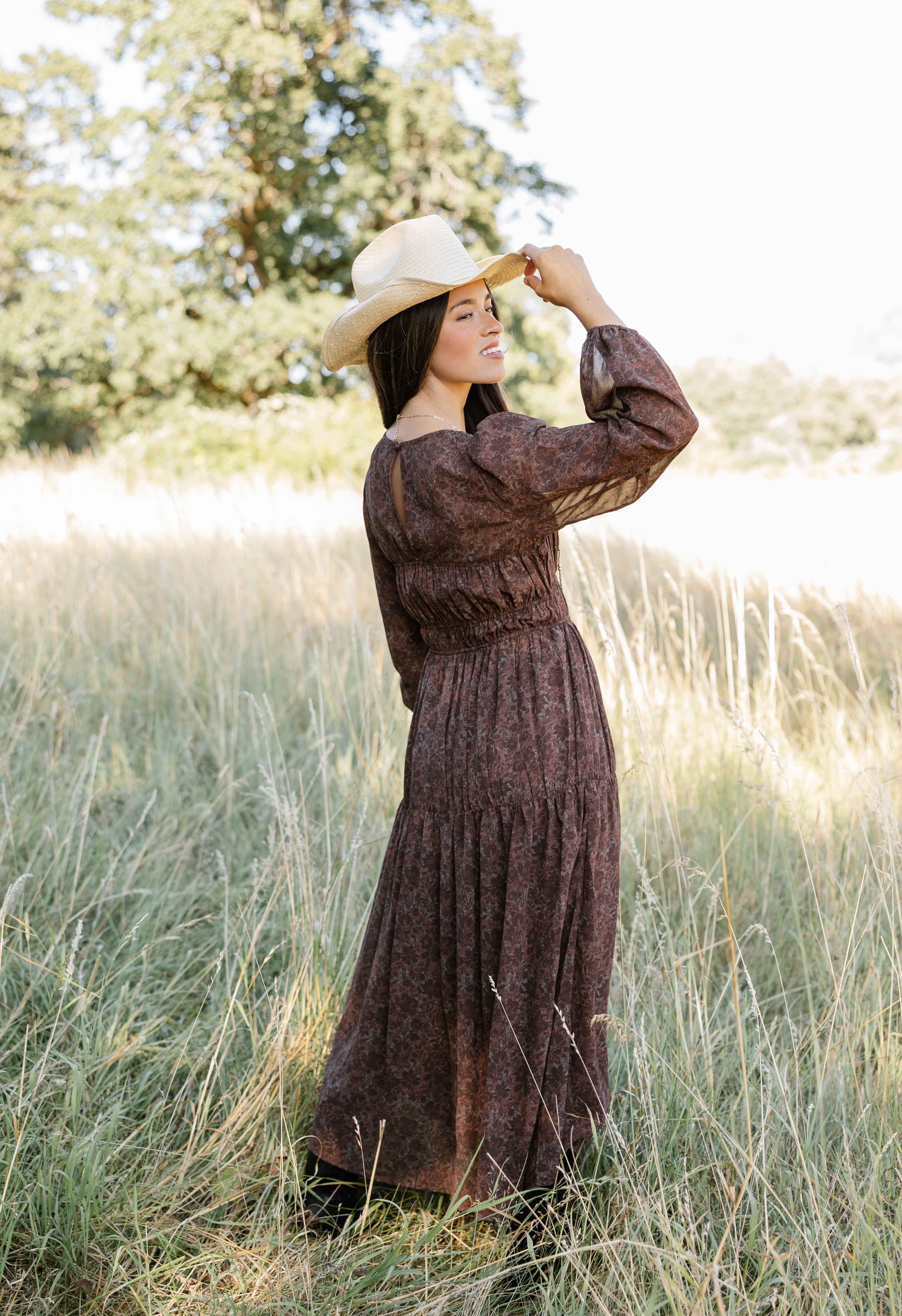 Hemlock Dress - BROWN - willows clothing Long Dress