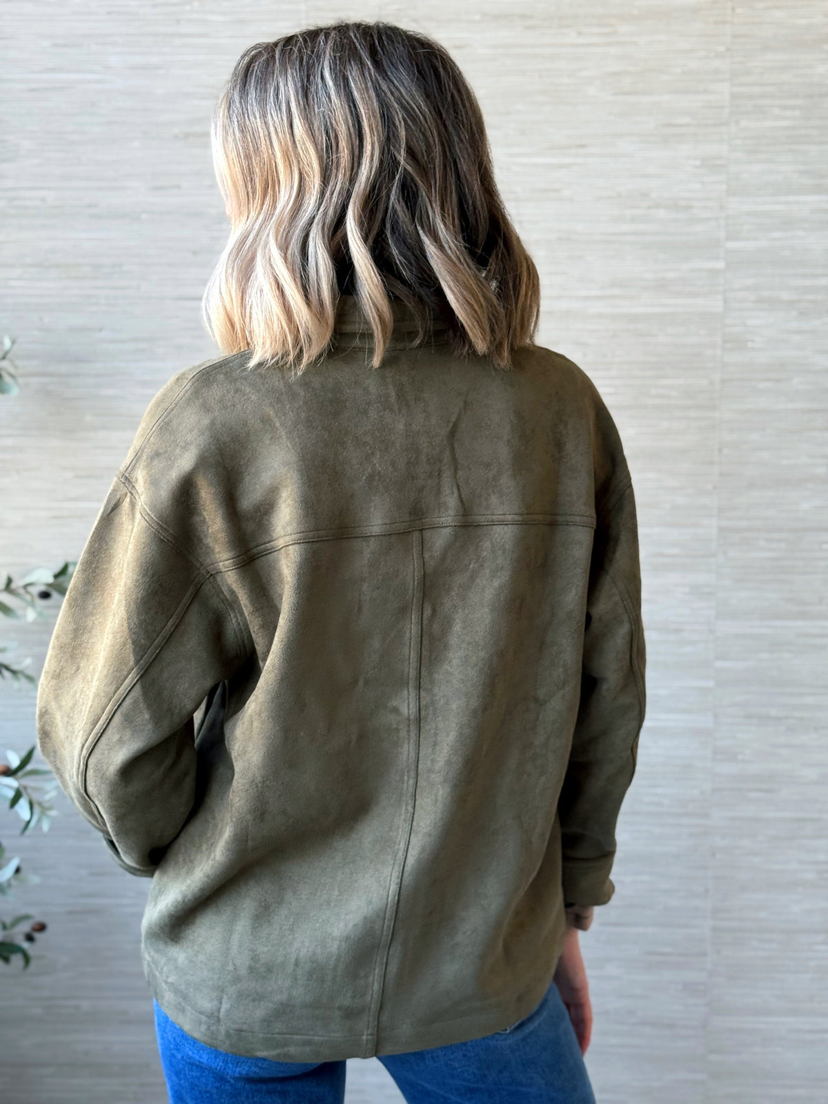 Henrick Suede Jacket - OLIVE - willows clothing JACKET