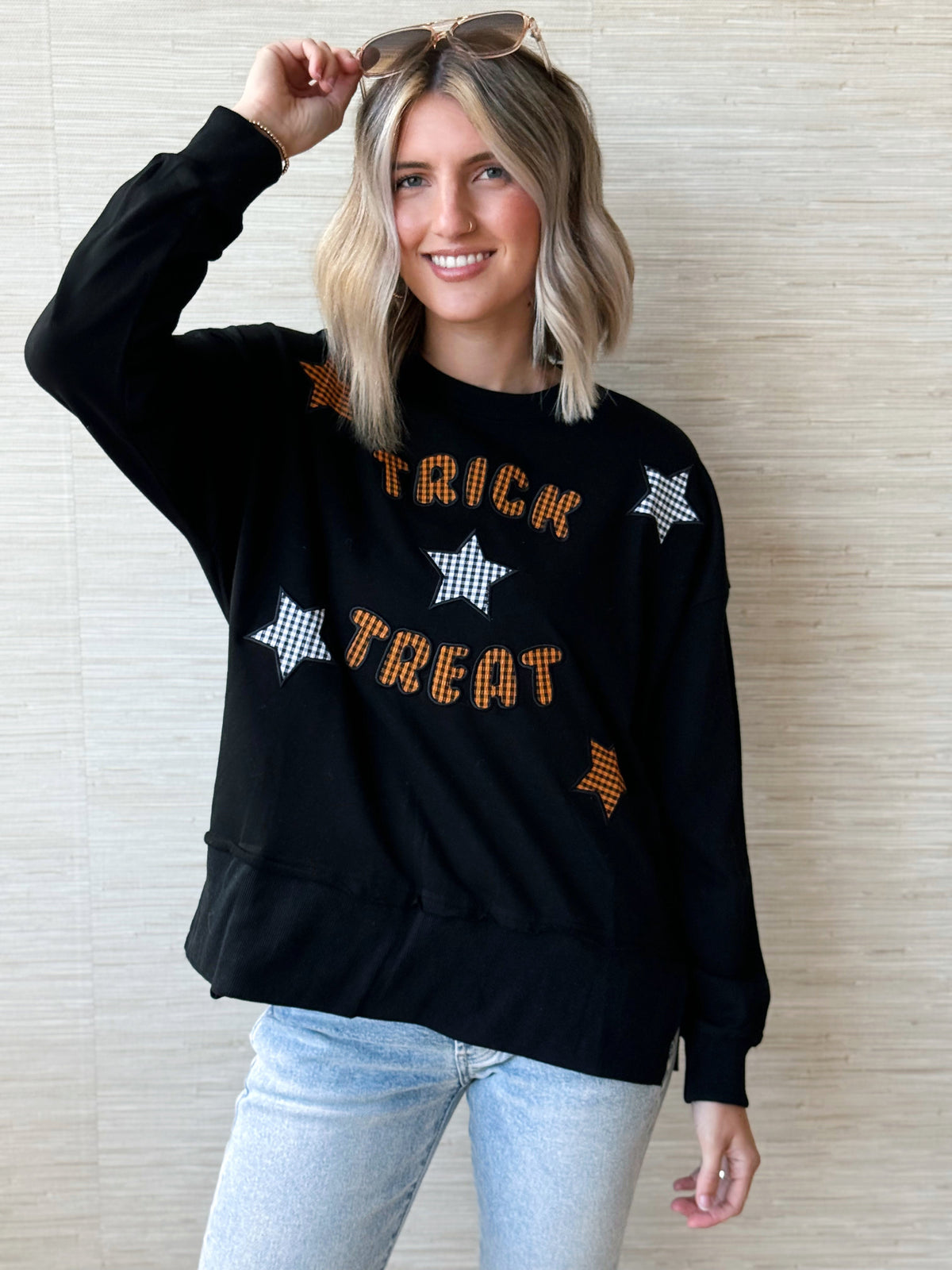 Hey Boo Pullover - BLACK ORANGE - willows clothing SWEATSHIRT