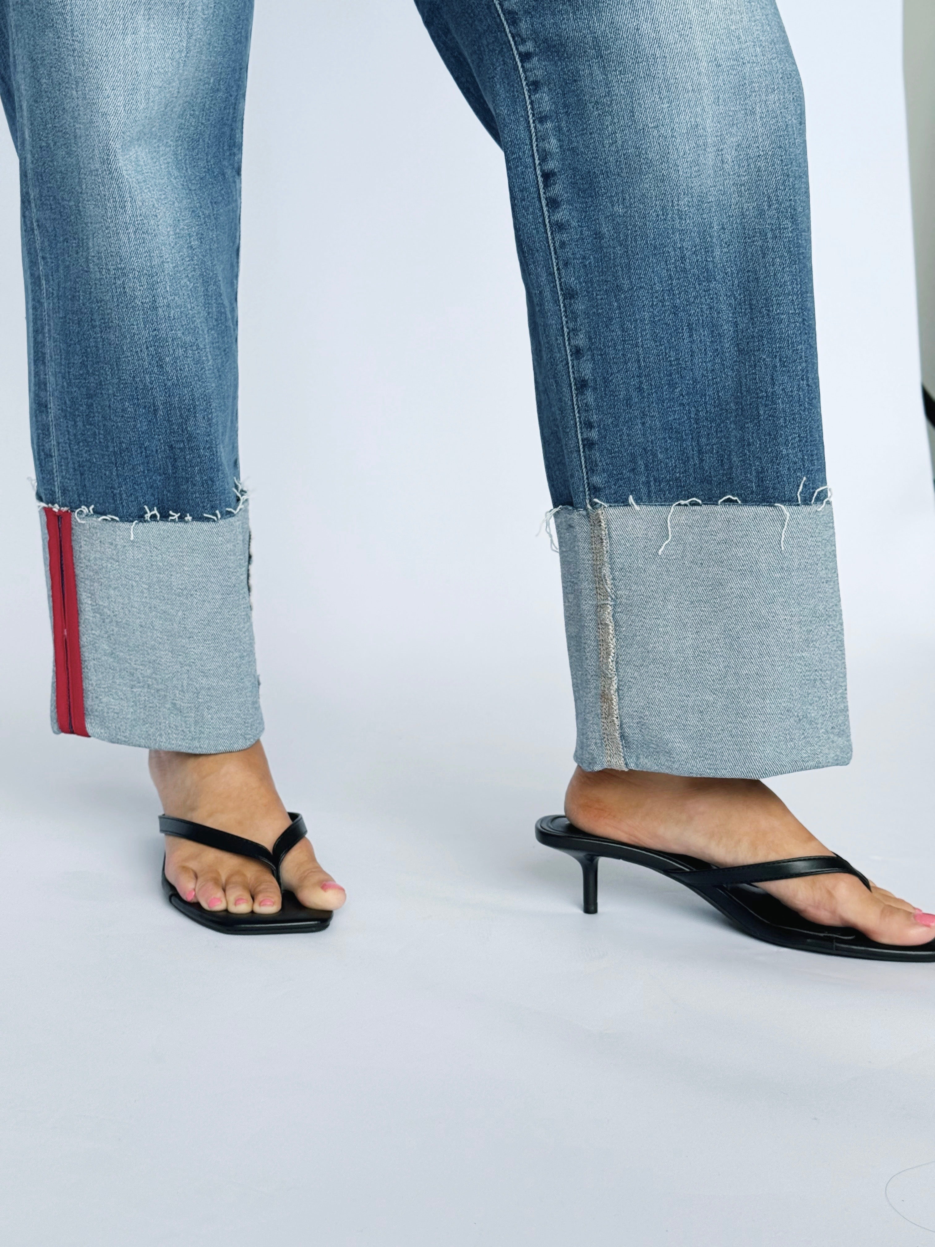 [HIDDEN] Ella Jean - MEDIUM/ RED TAPE - willows clothing Straight Leg