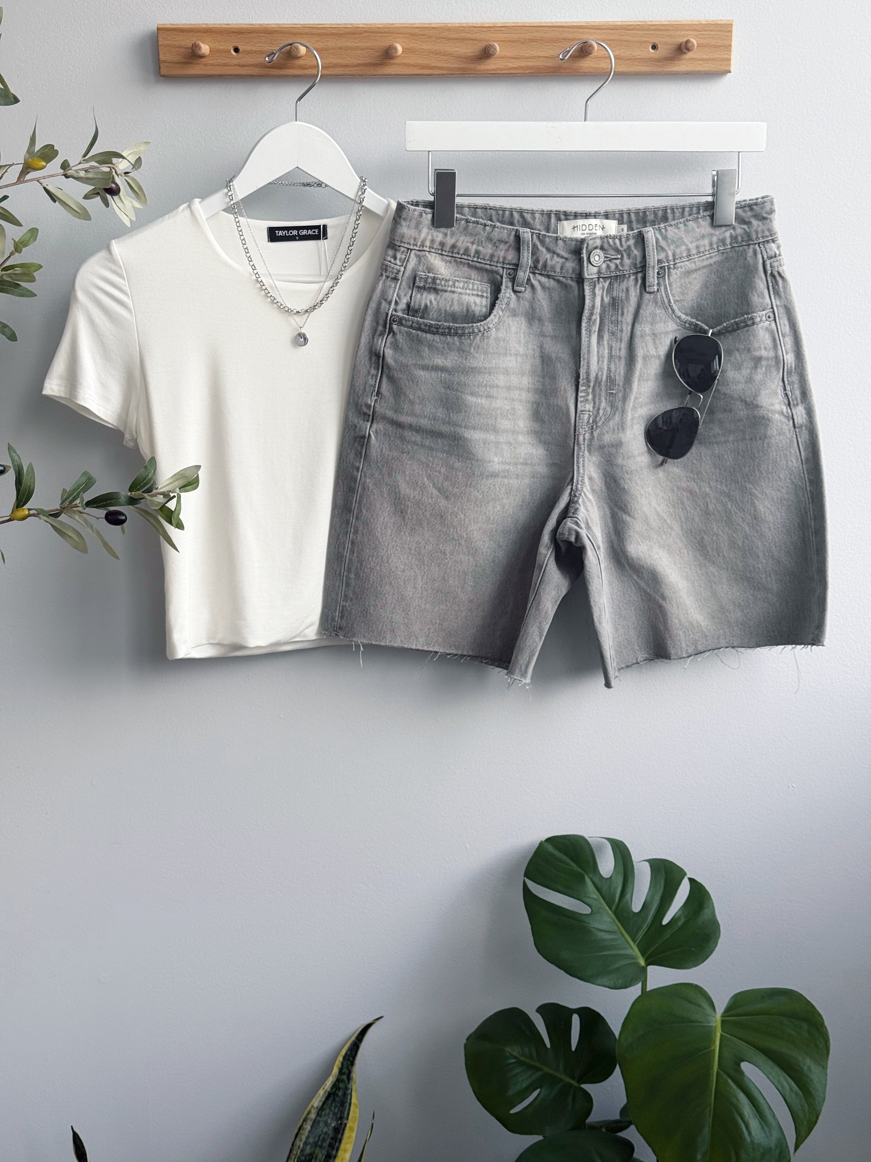 [HIDDEN] Fletcher Denim Shorts - LIGHT GREY - willows clothing SHORTS
