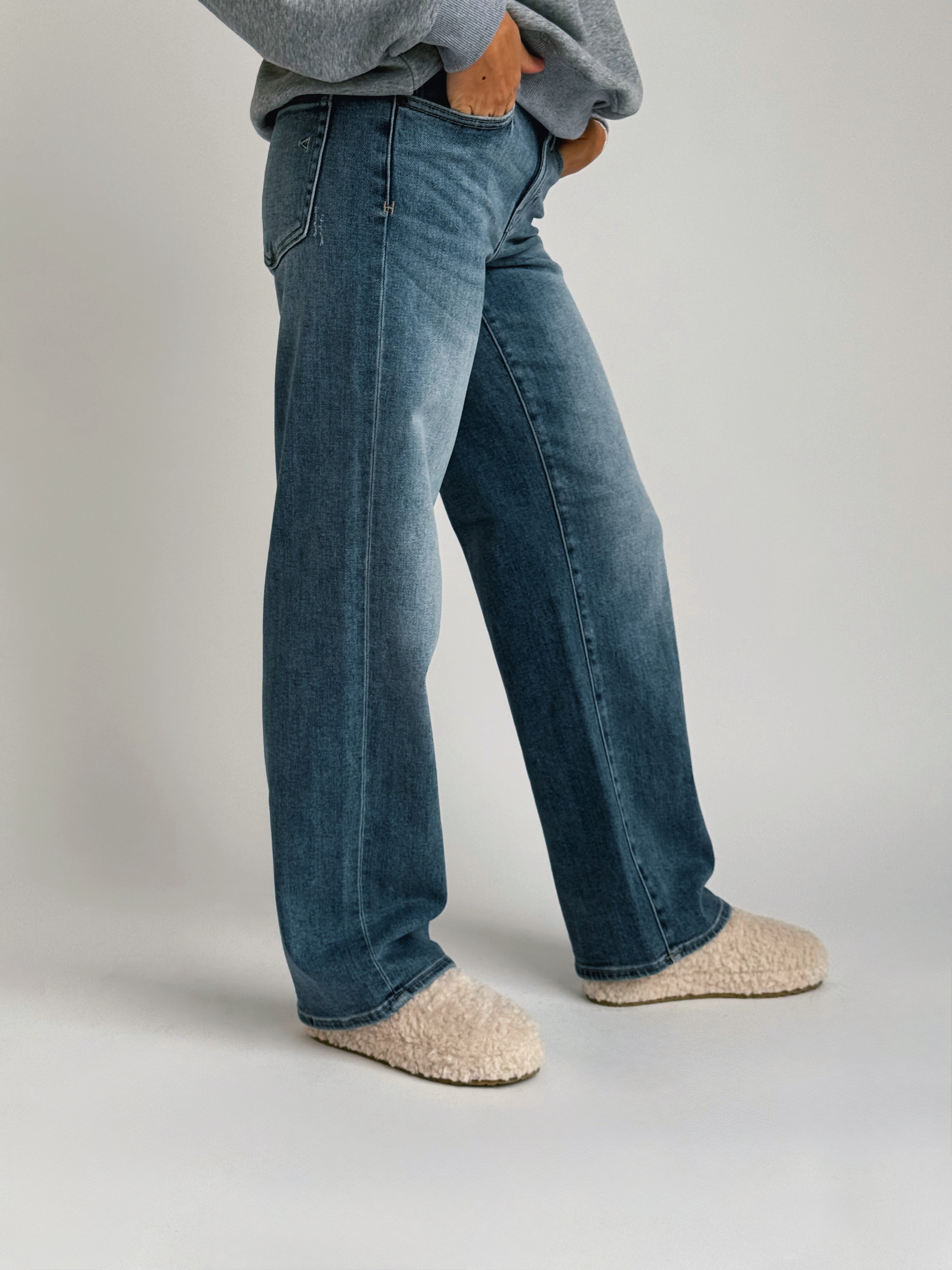[HIDDEN] Logan Jean - MEDIUM DARK - willows clothing Boyfriend Jeans