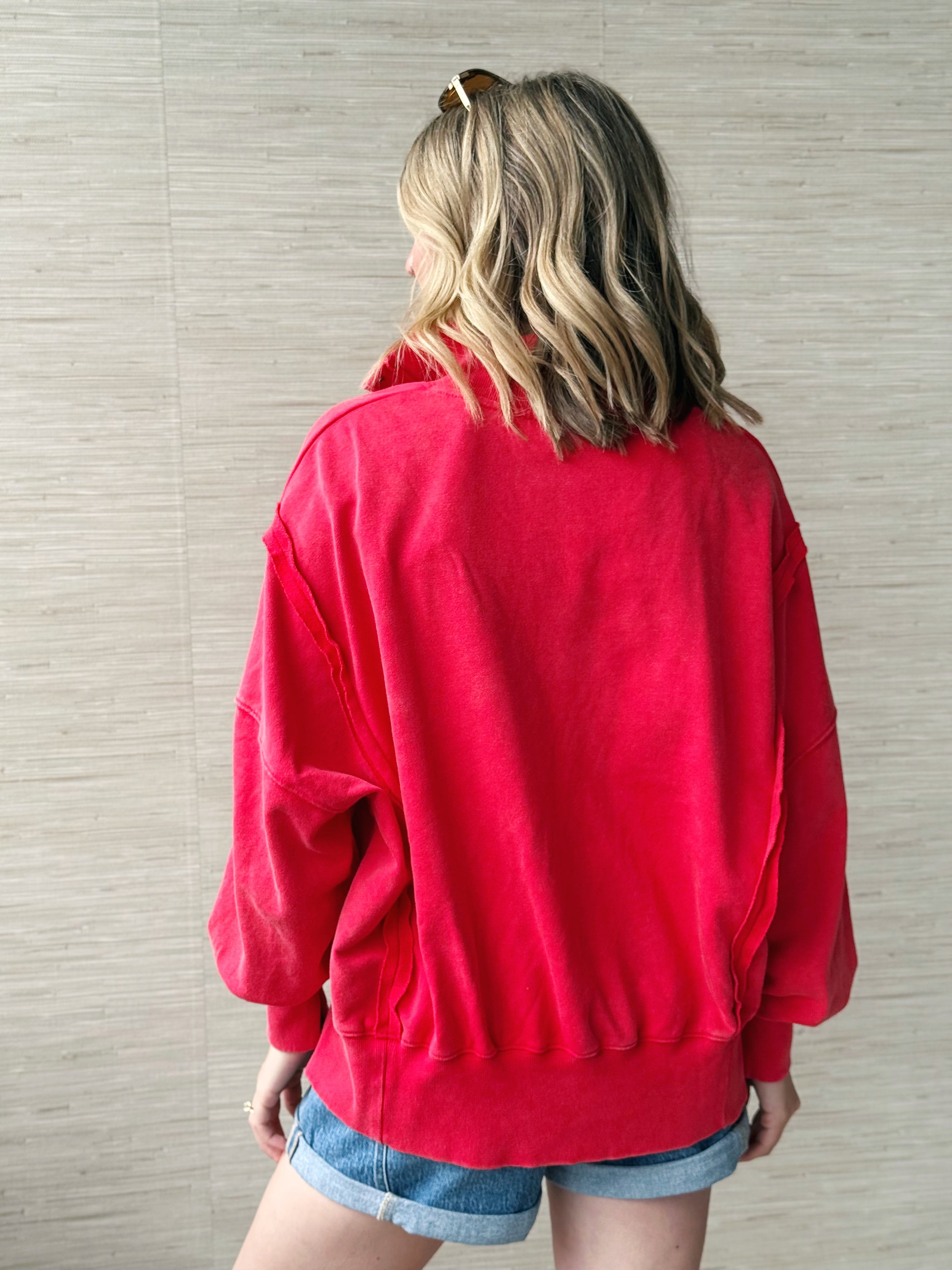 Hideaway Sweatshirt - RED - willows clothing SWEATSHIRT