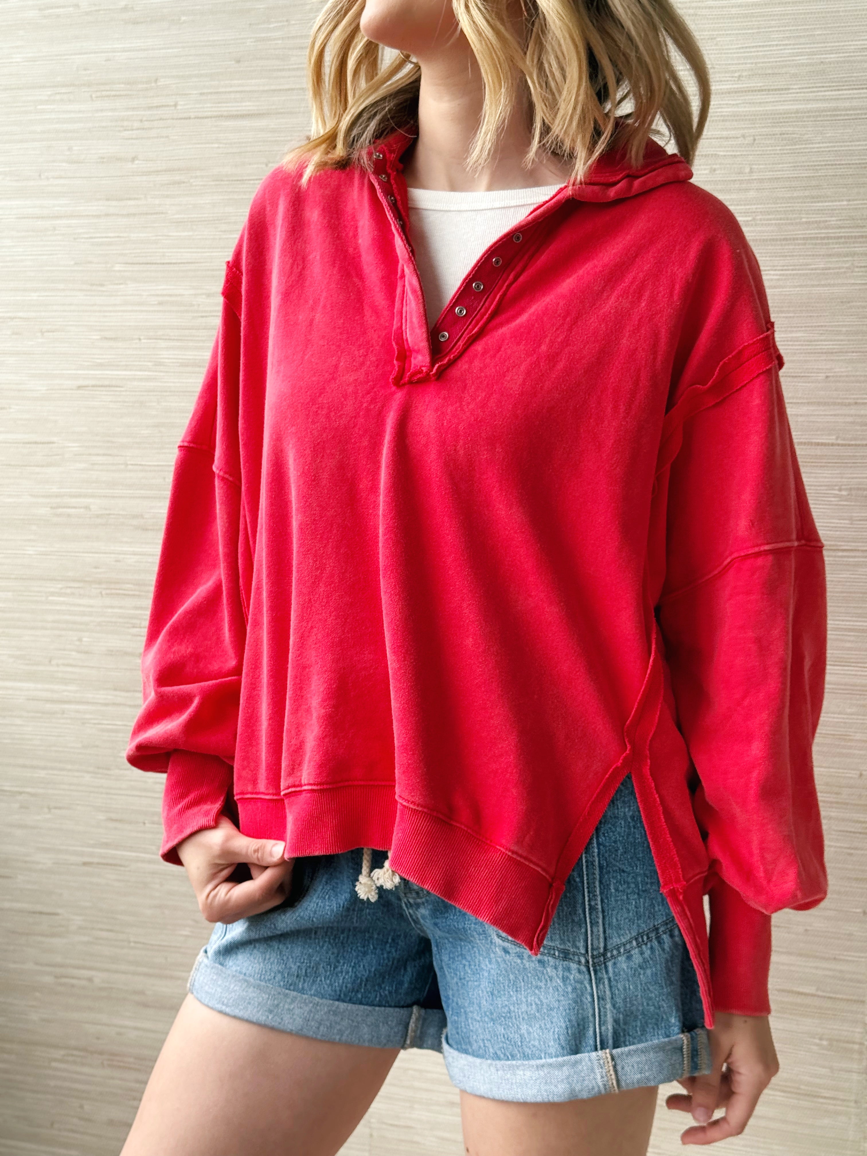 Hideaway Sweatshirt - RED - willows clothing SWEATSHIRT