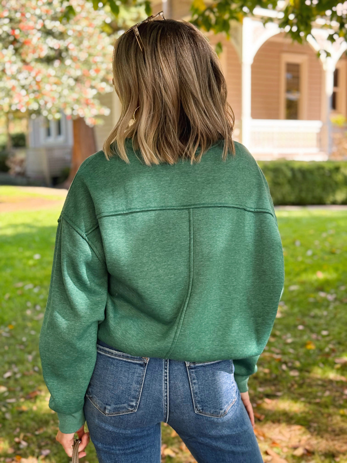 Hiking Trail Sweatshirt - HUNTER GREEN - willows clothing SWEATSHIRT
