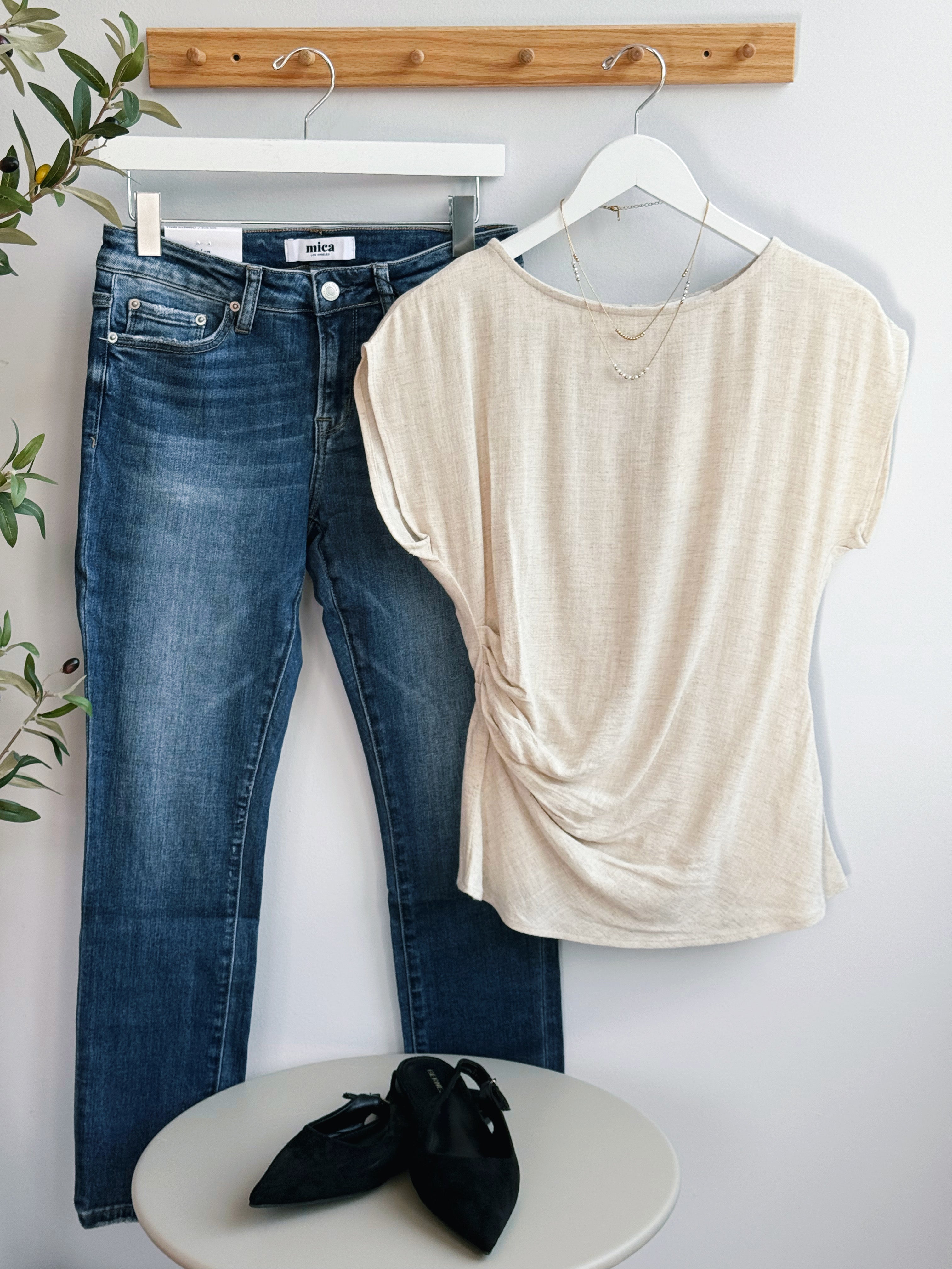 Hollie Blouse - OATMEAL - willows clothing S/S SHIRT