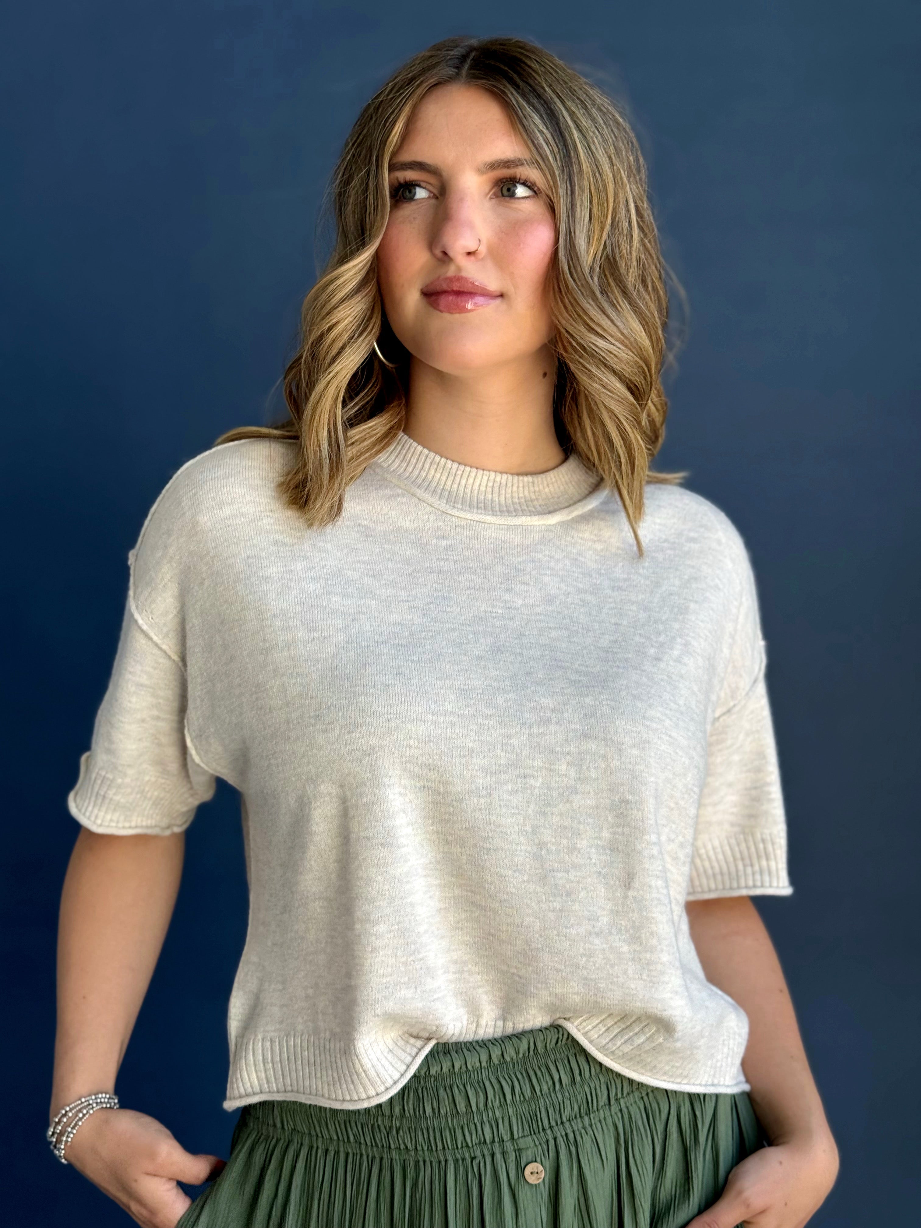 Homeroom Sweater - SAND - willows clothing SWEATER