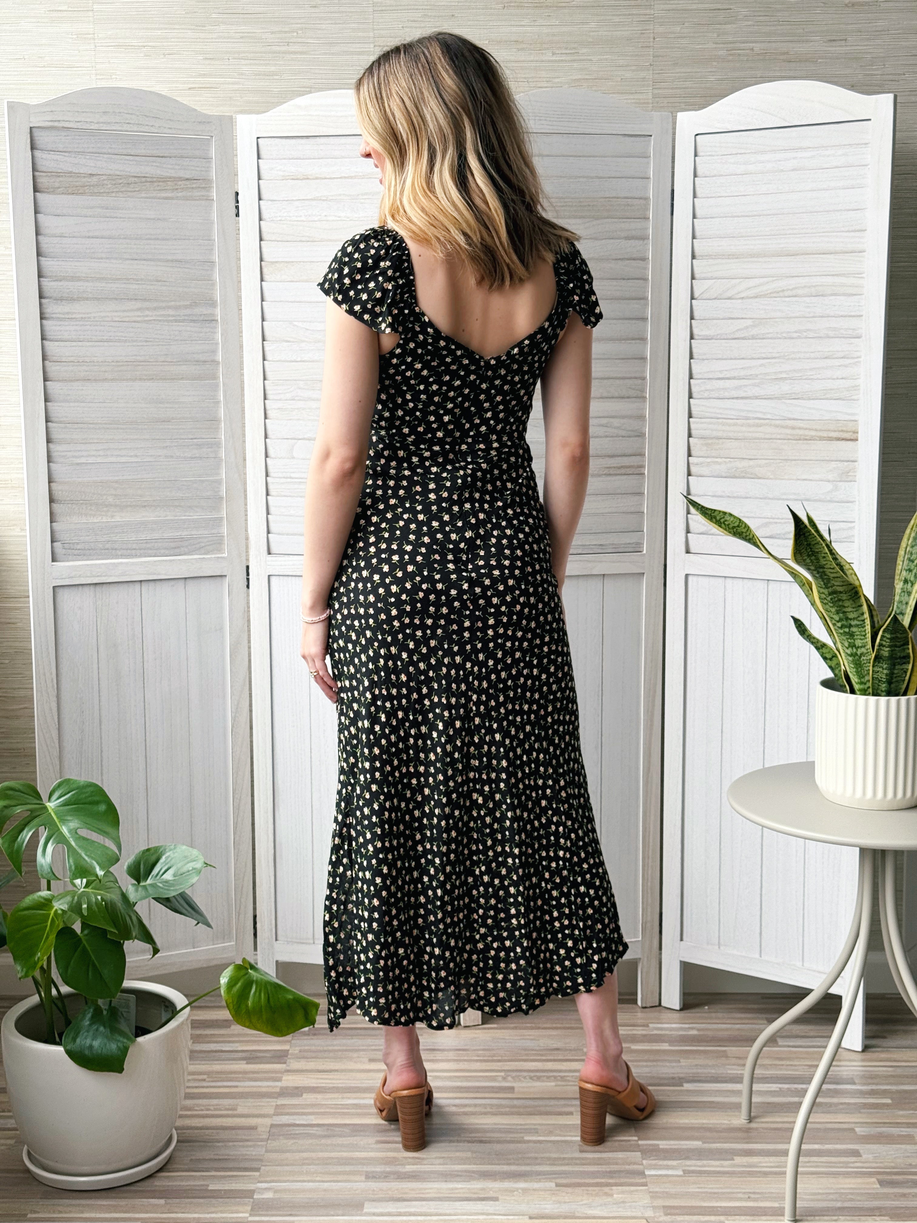 Honey Bee Dress - BLACK - willows clothing MIDI DRESS