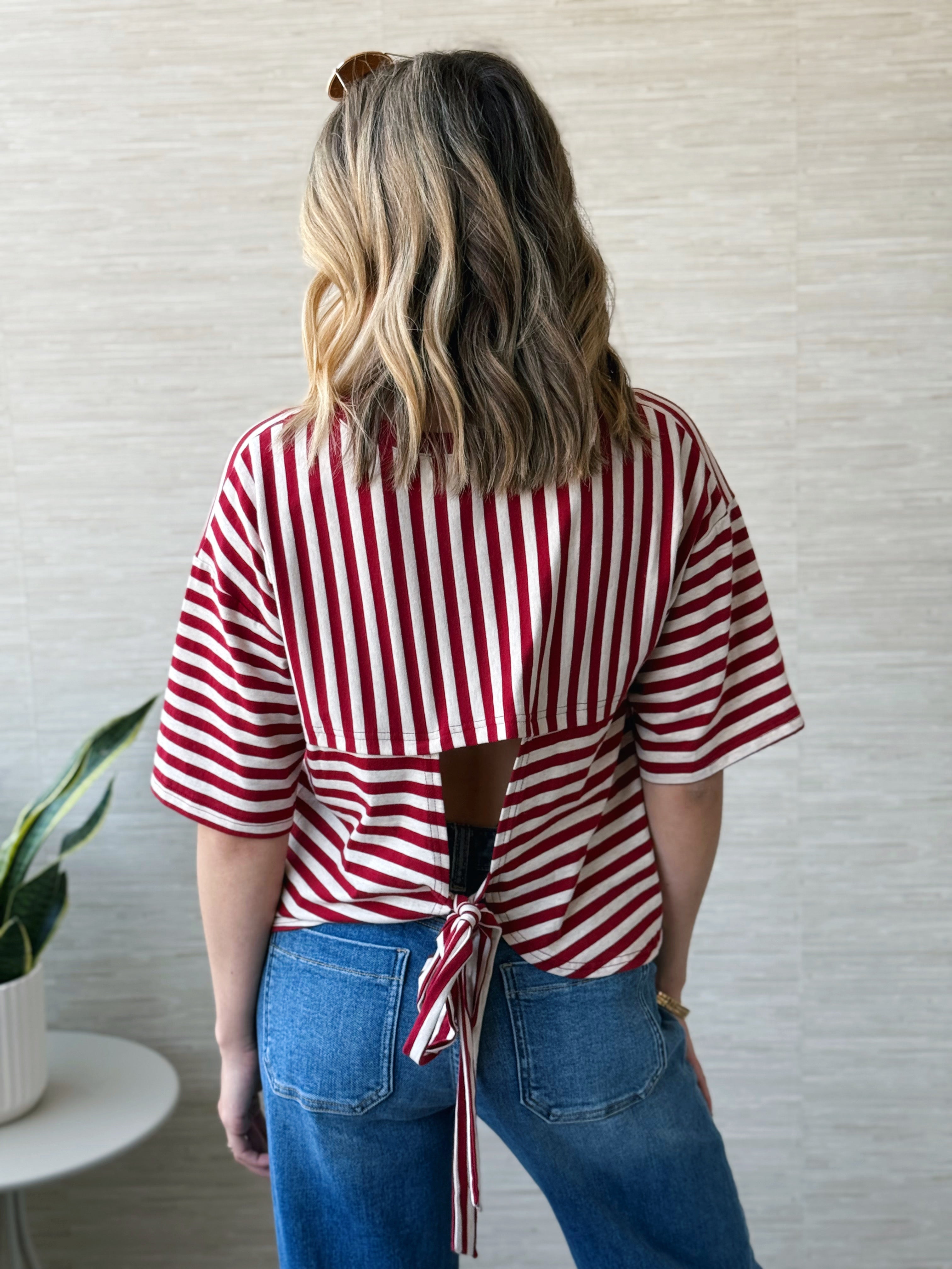 Hope Striped Tee - BURGUNDY OAT STRIPE - willows clothing S/S SHIRT