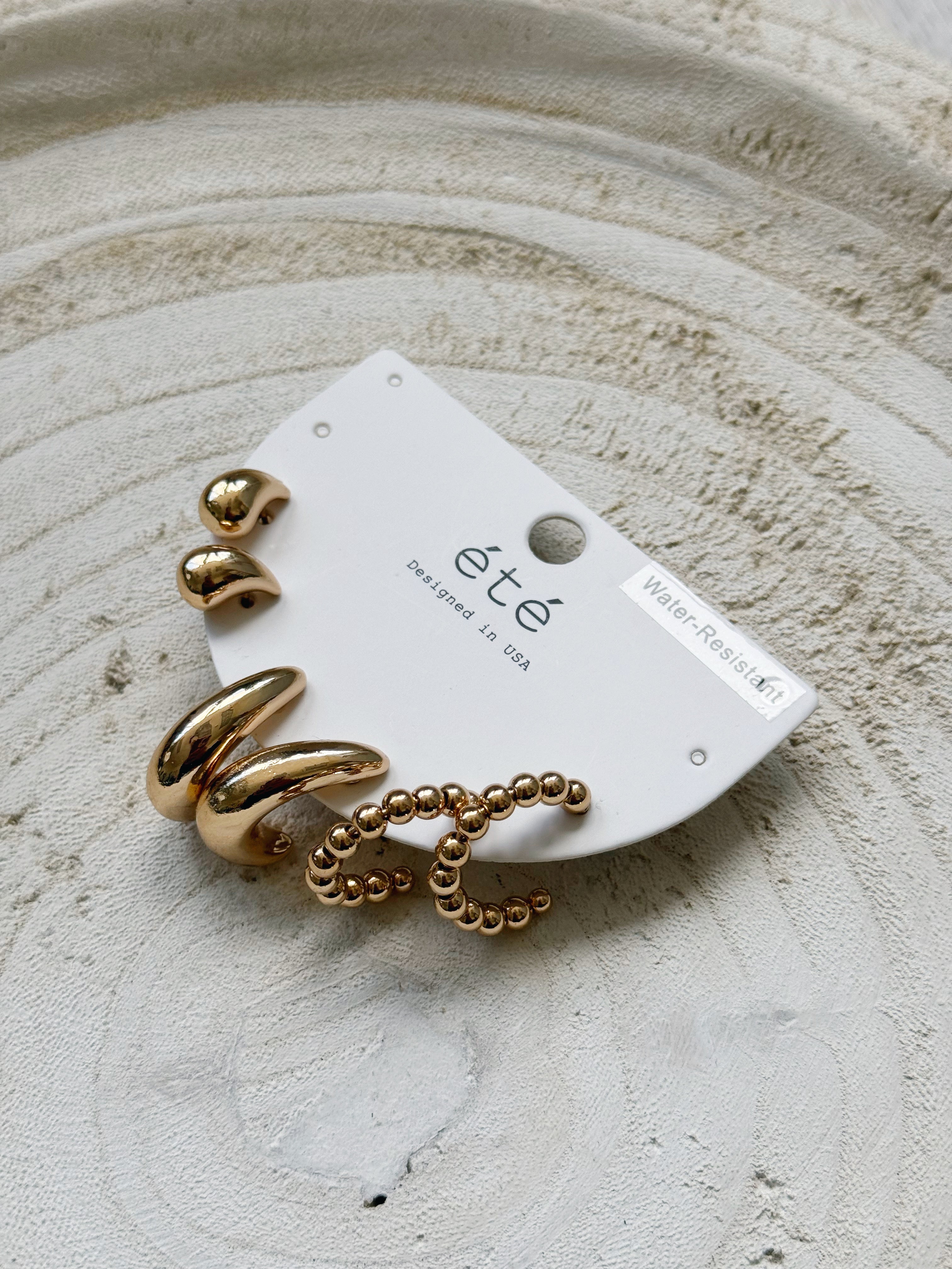 Huggie Earring Set - GOLD - willows clothing EARRINGS