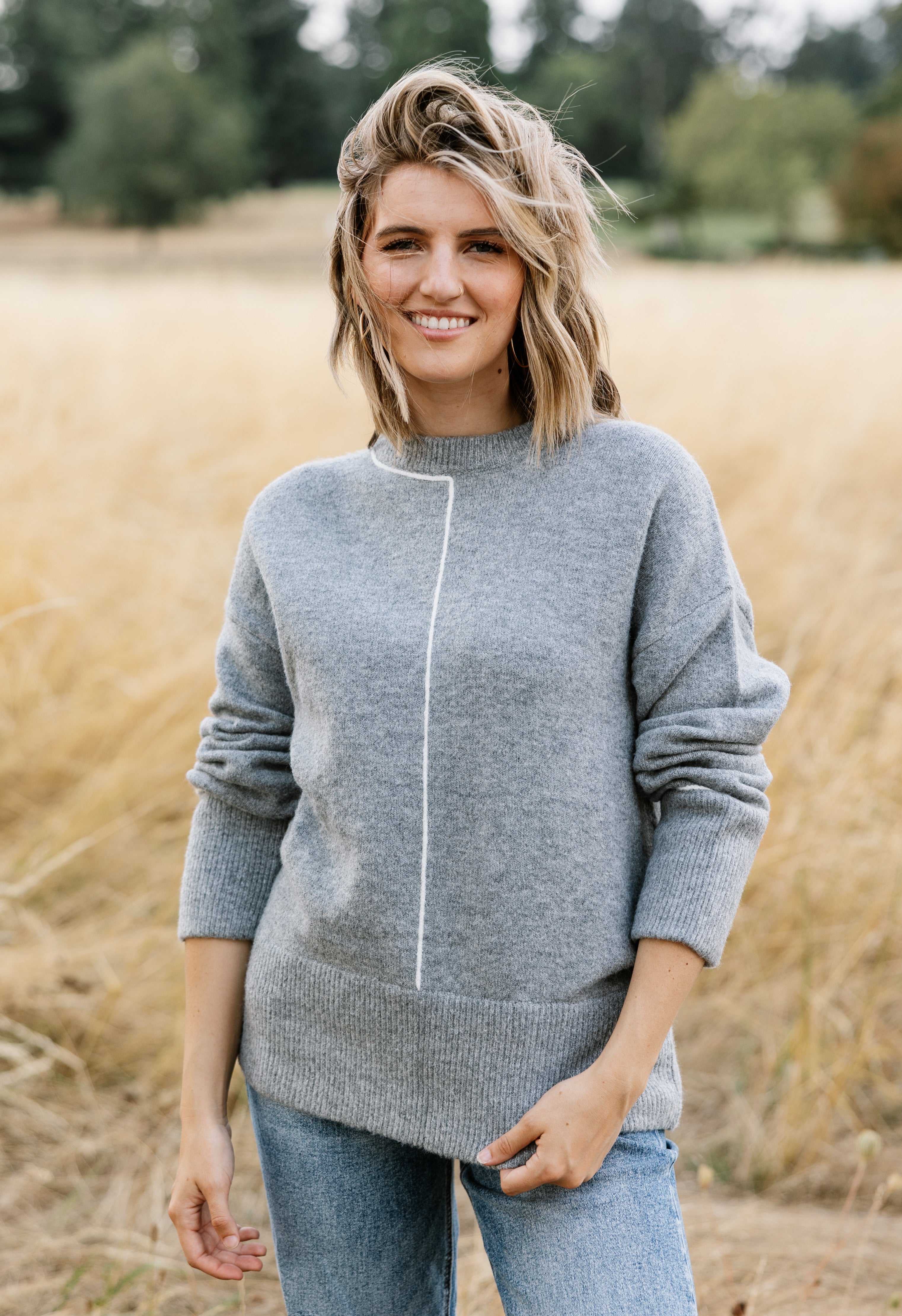 Hunter Sweater - HEATHER GREY - willows clothing SWEATER