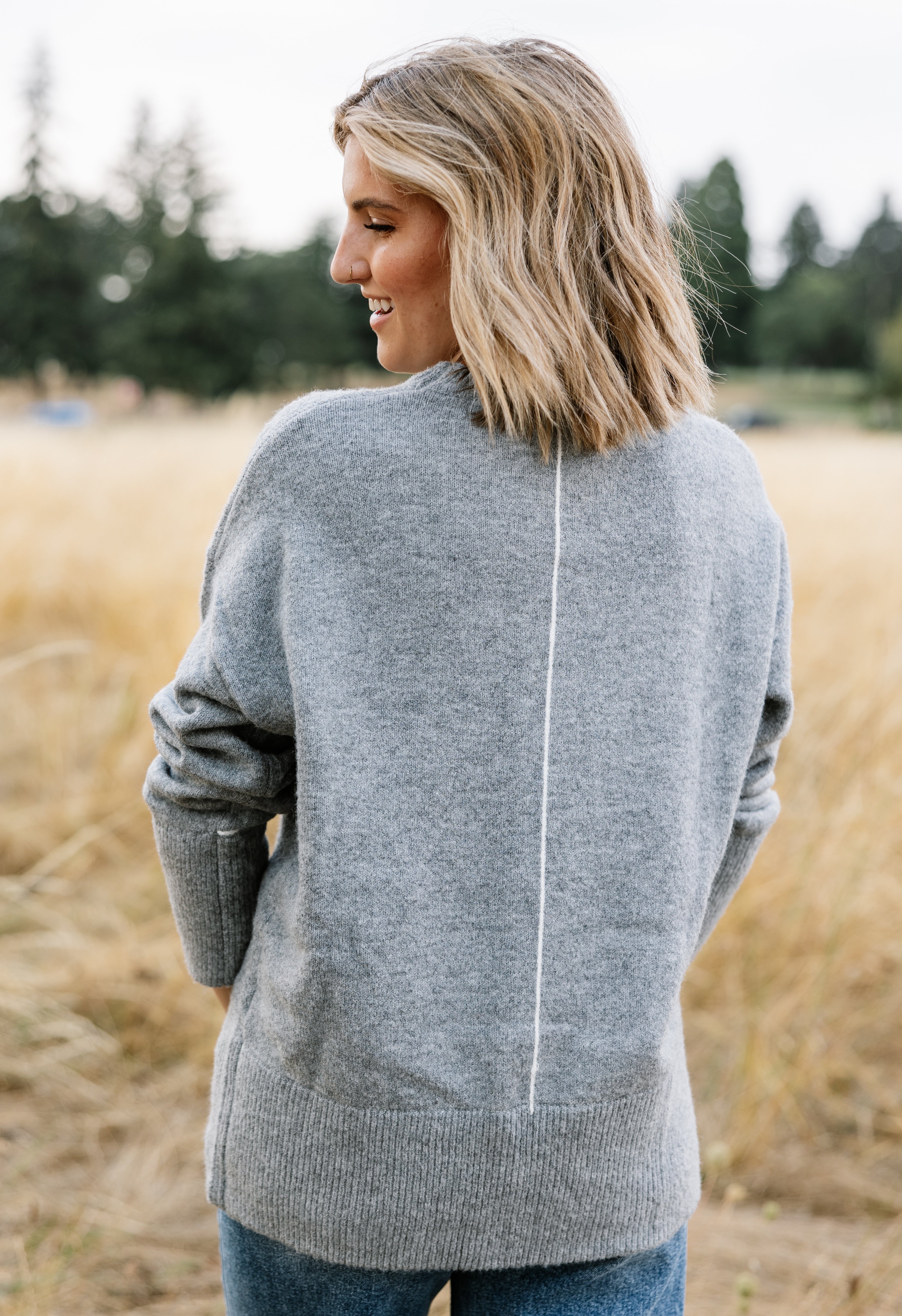 Hunter Sweater - HEATHER GREY - willows clothing SWEATER