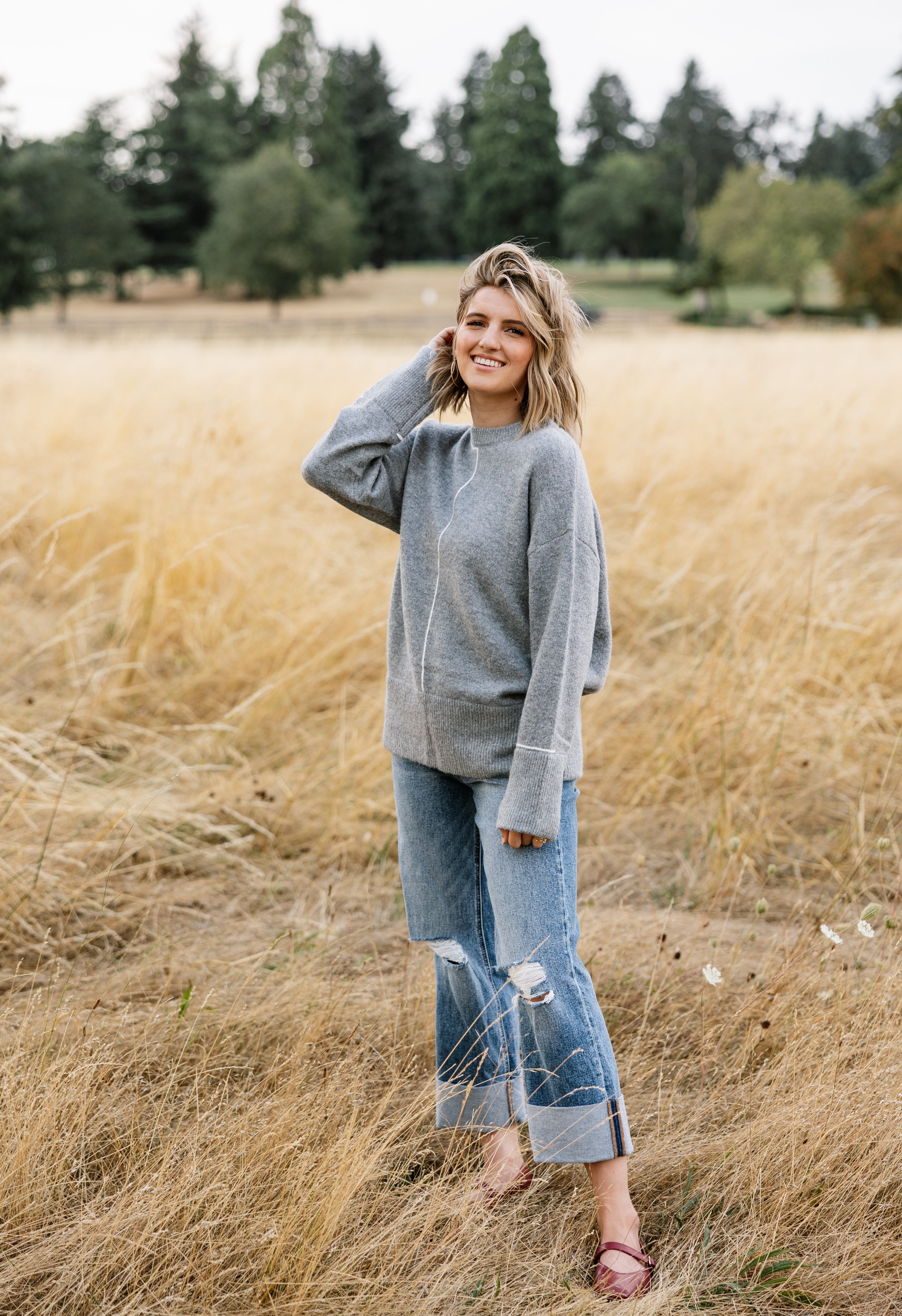 Hunter Sweater - HEATHER GREY - willows clothing SWEATER